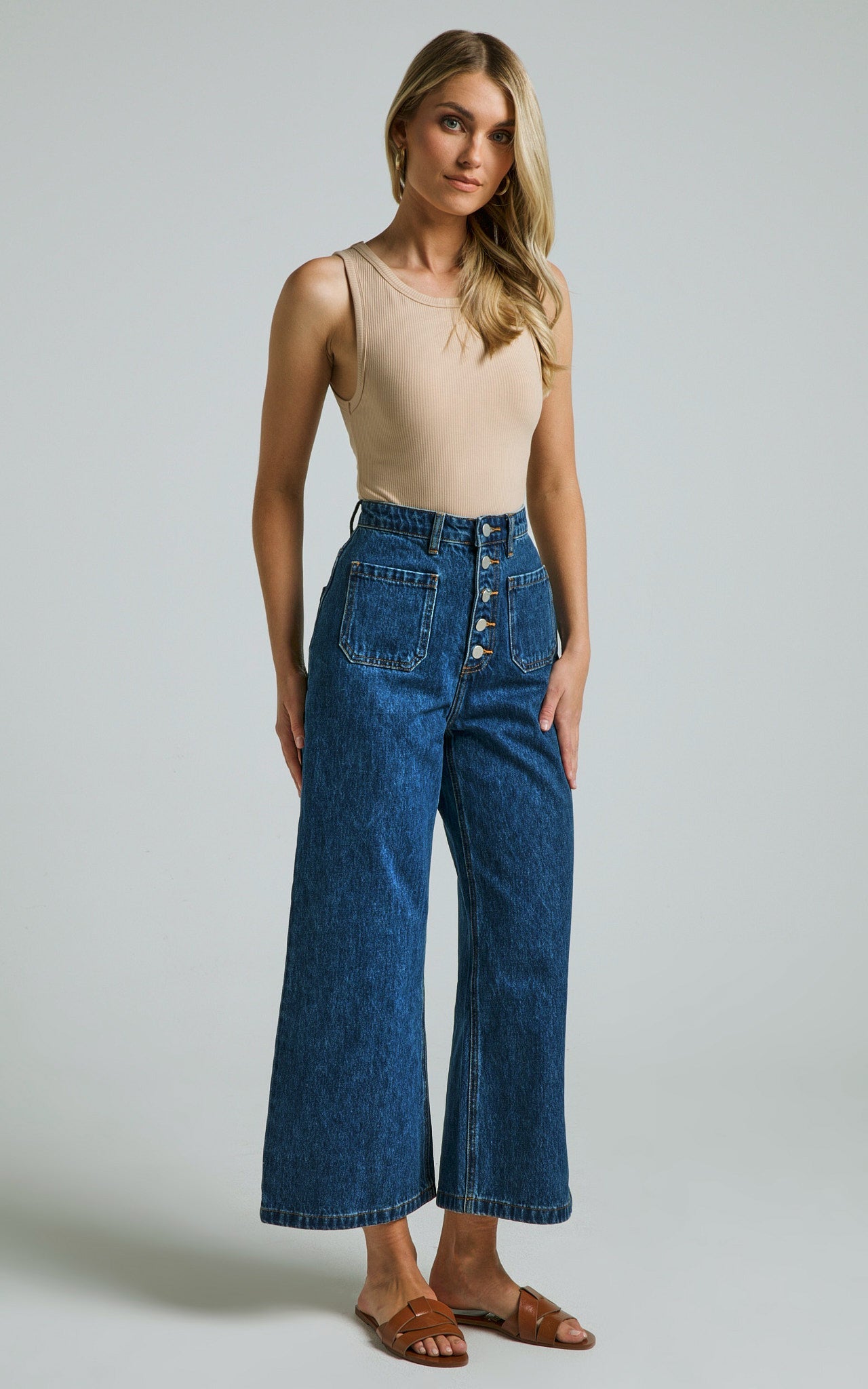 Sullivan Jeans - Denim High Waisted Wide Leg in Dark Wash
