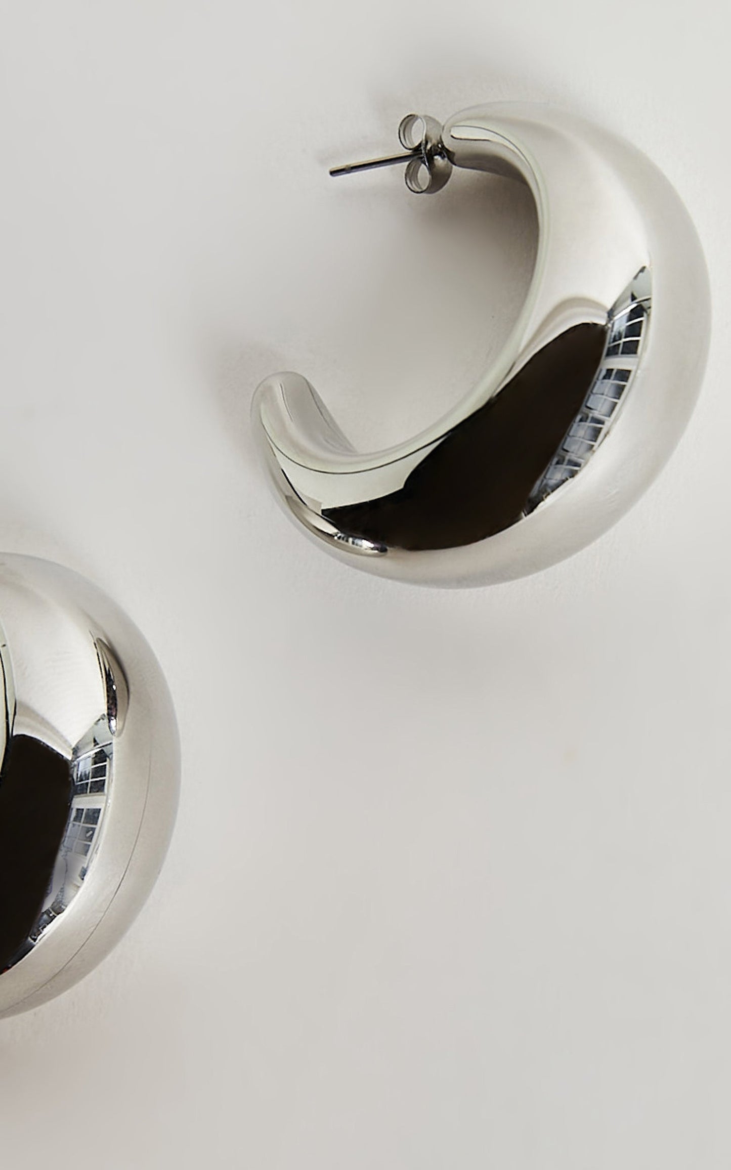 Brixton Earring - Chunky Open Back Earring in Silver