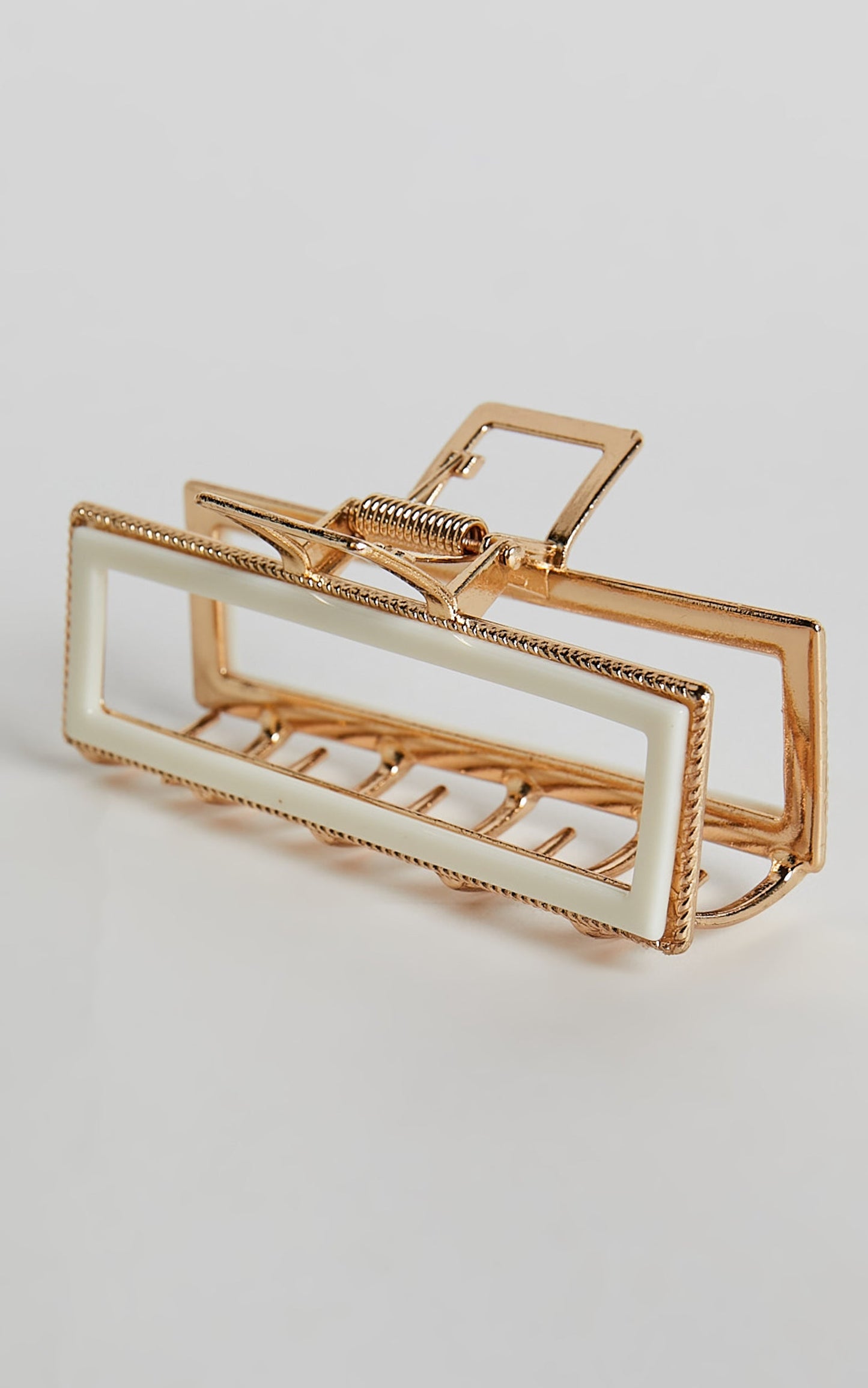 Mandy Hair Clip - Metal Plastic Clip in White & Gold