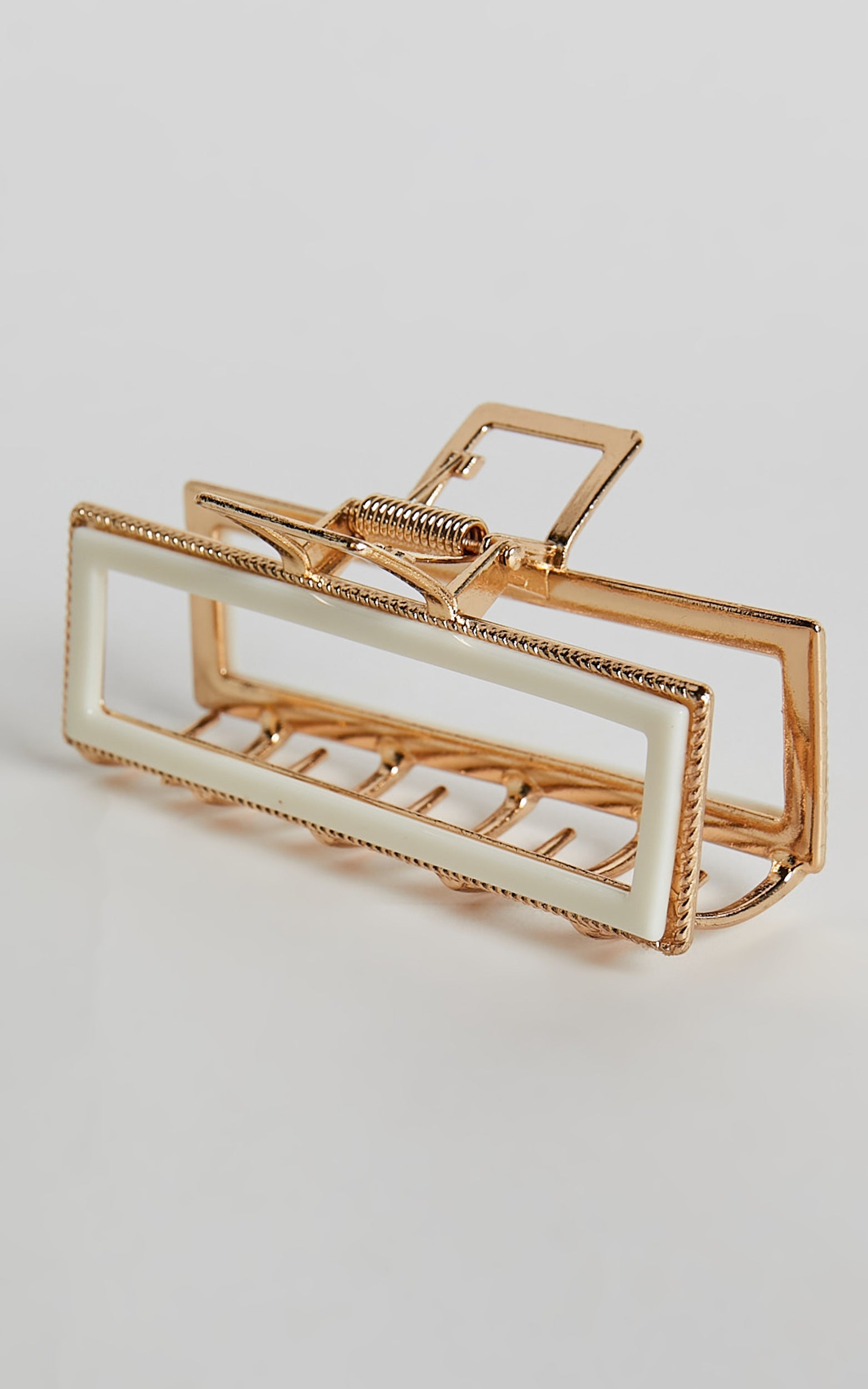 Mandy Hair Clip - Metal Plastic Clip in White & Gold