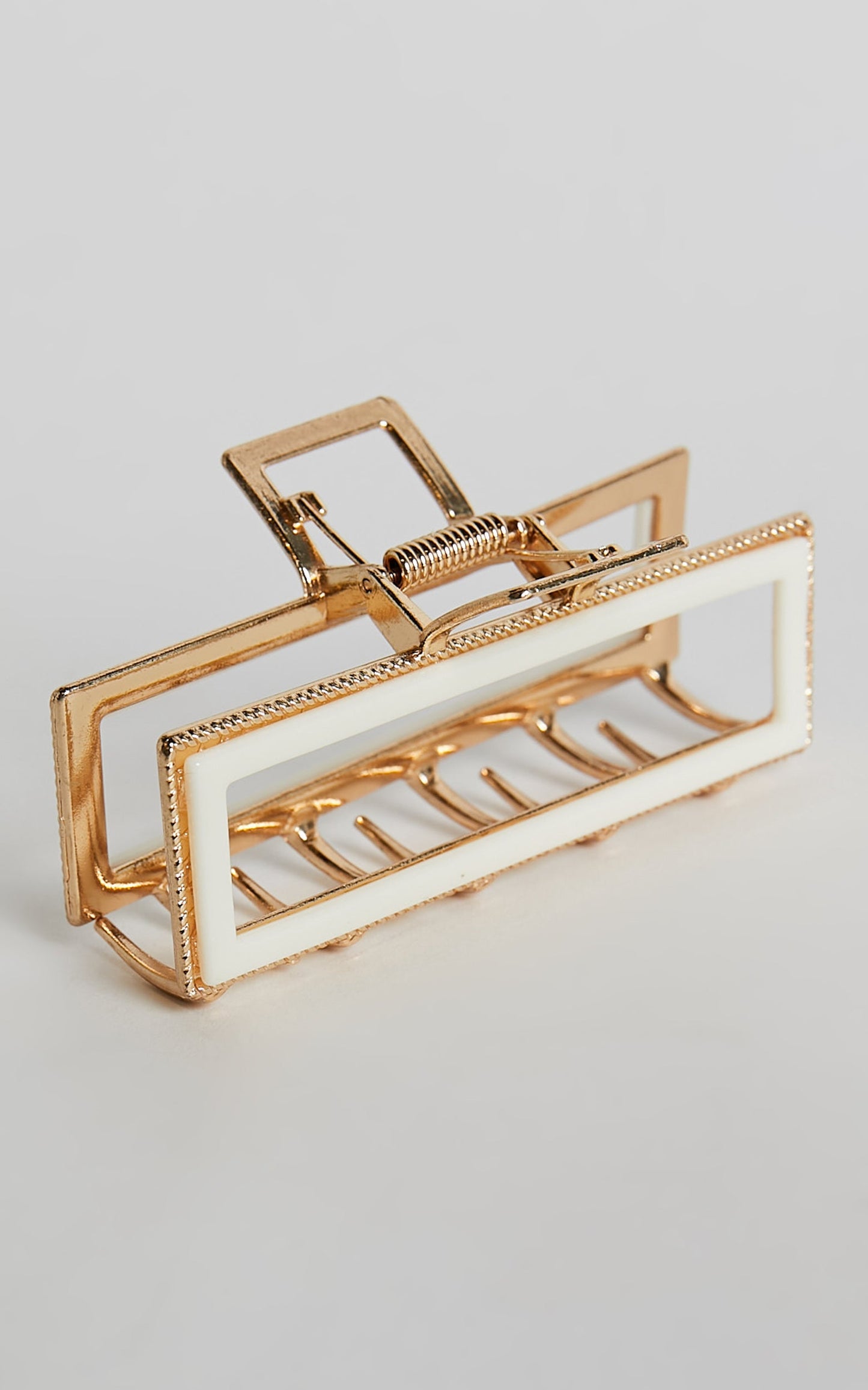 Mandy Hair Clip - Metal Plastic Clip in White & Gold