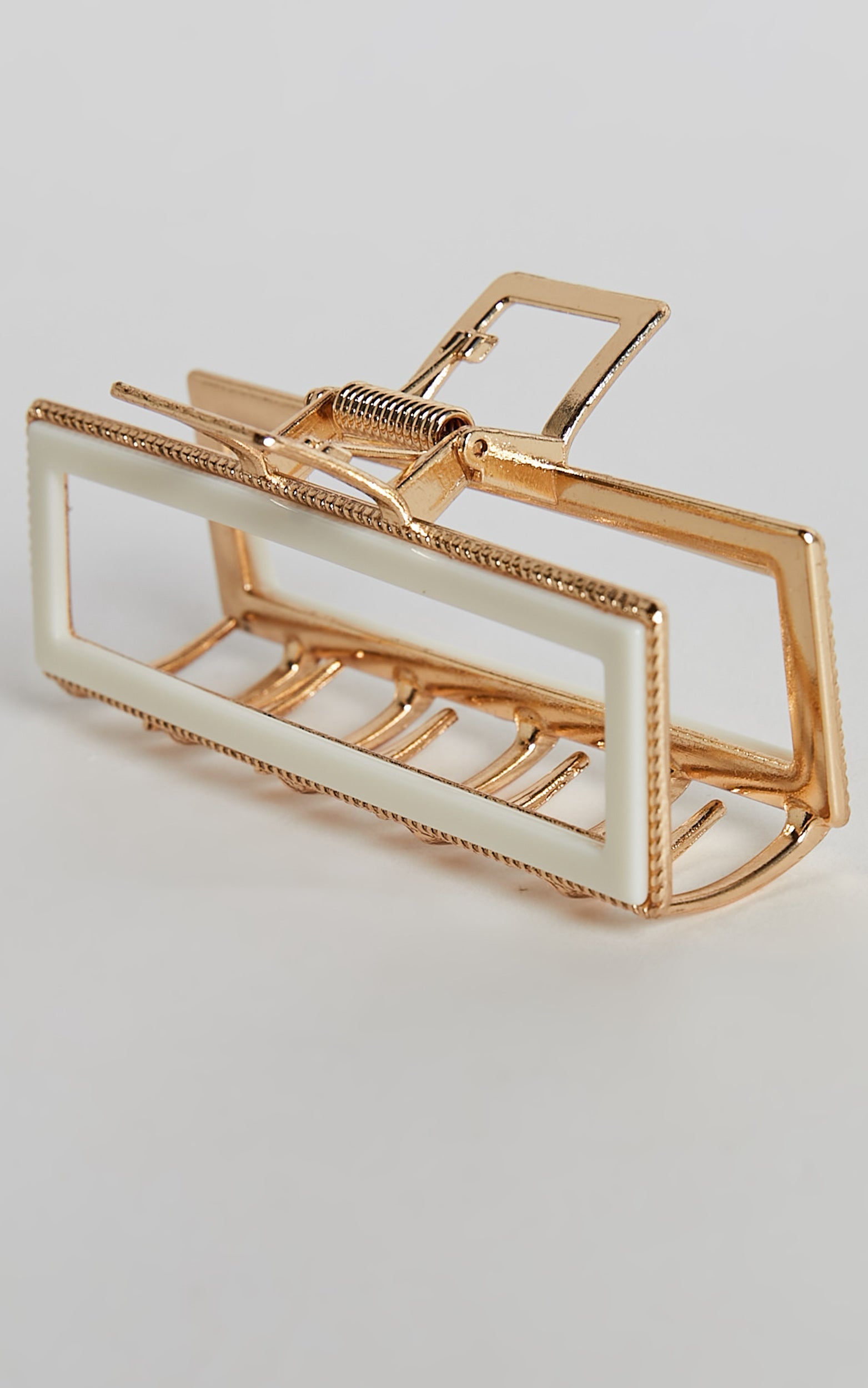 Mandy Hair Clip - Metal Plastic Clip in White & Gold
