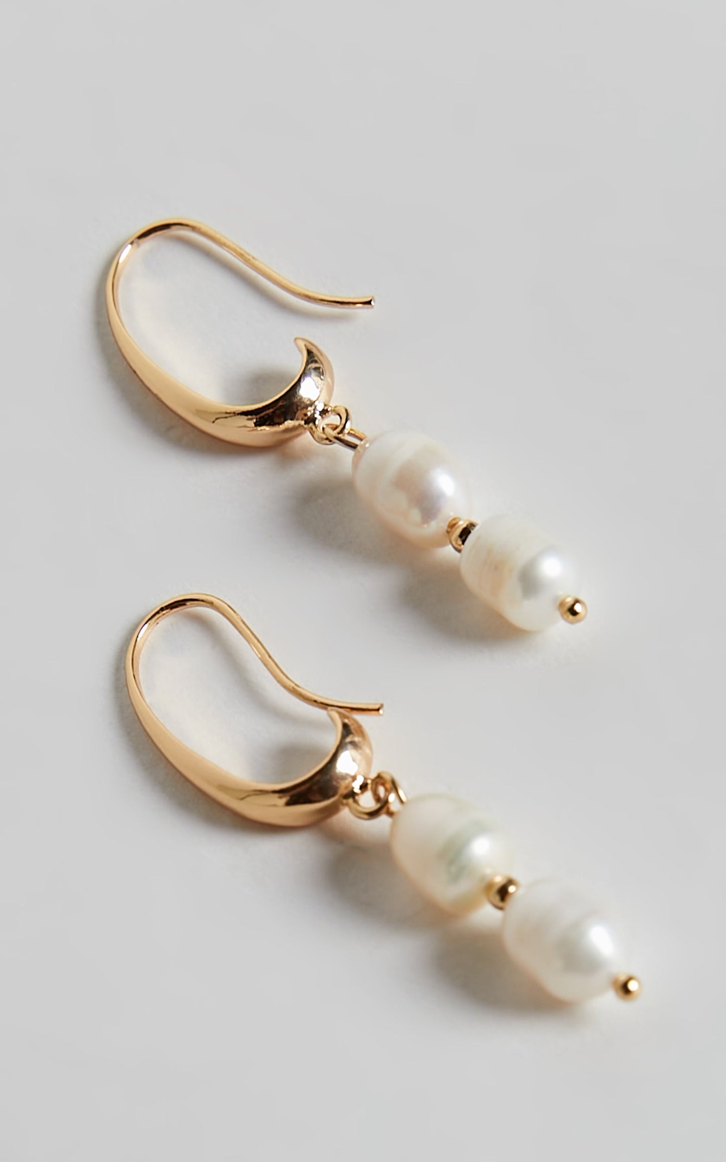 Hillary Earrings - Layered Pearl Hook Earrings in Gold