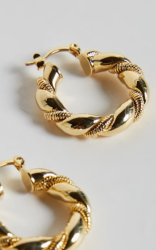 Heather Earrings - Twisted Hoop Earrings in Gold