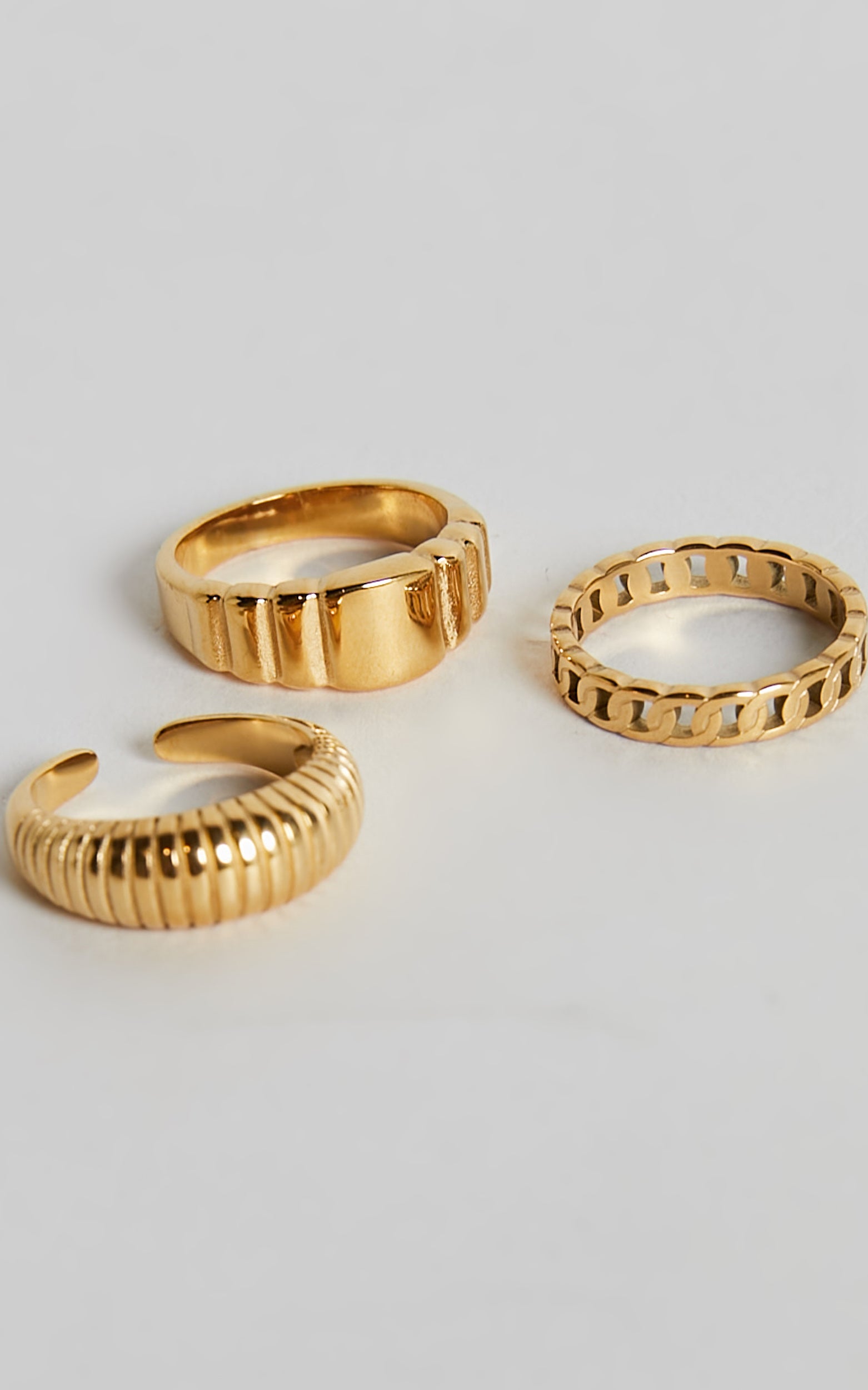 Jacintha Rings - 3 Pack Ring Set in Gold