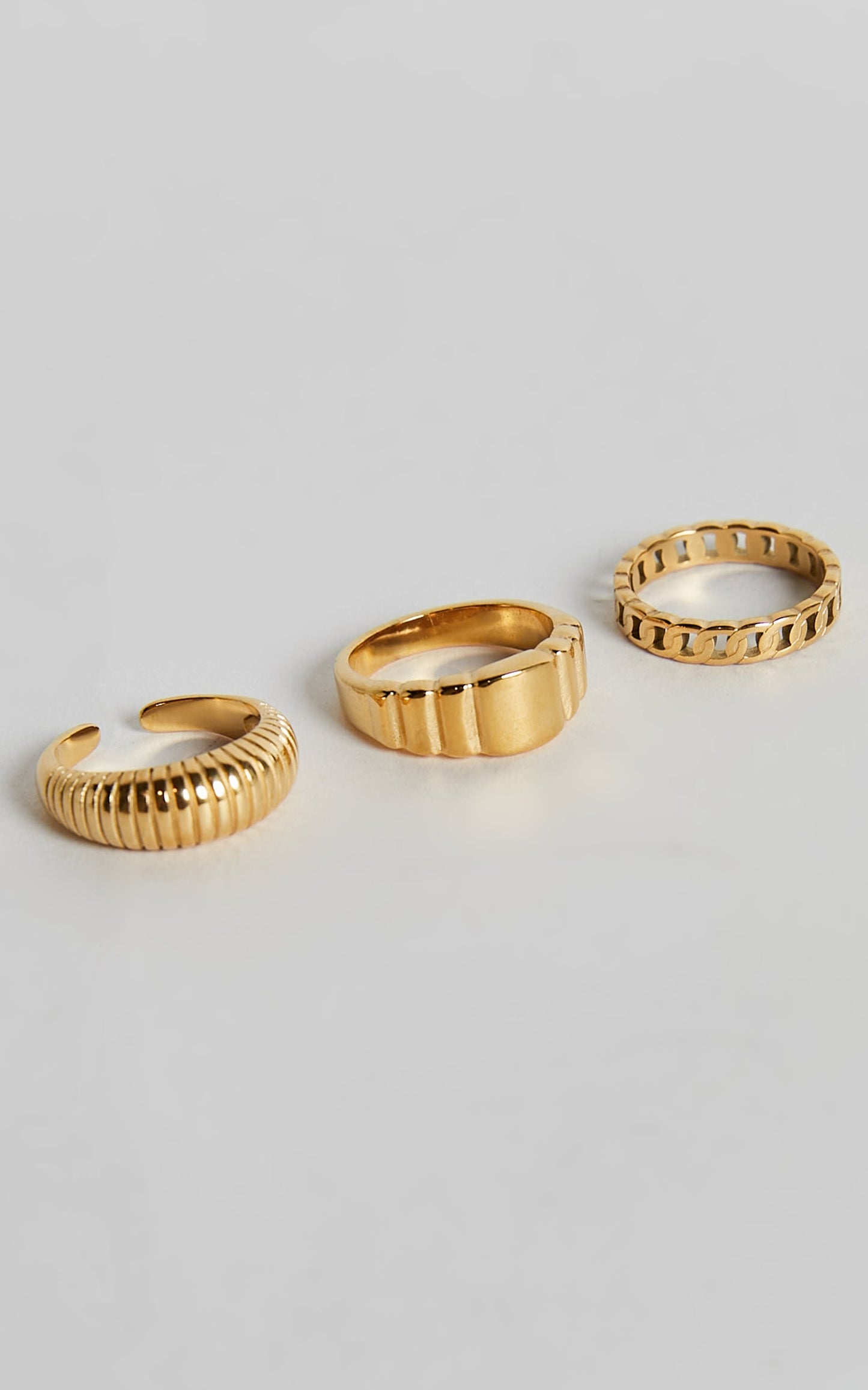Jacintha Rings - 3 Pack Ring Set in Gold