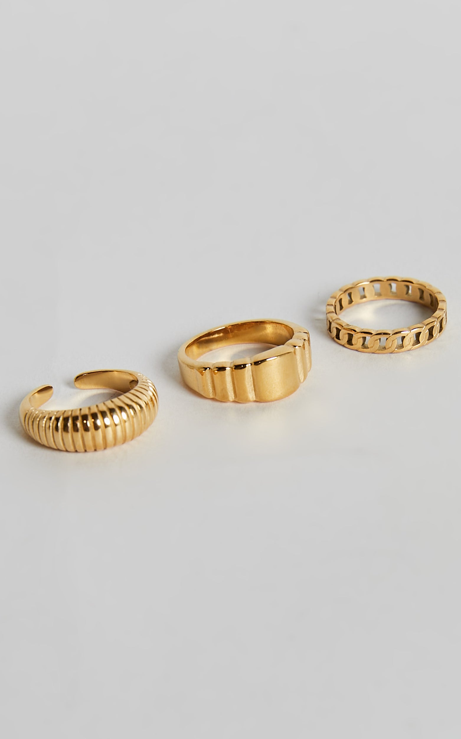 Jacintha Rings - 3 Pack Ring Set in Gold
