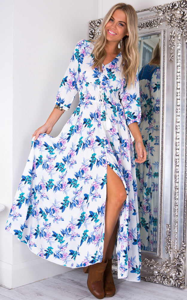 Lone Traveller Maxi Dress In Purple Floral