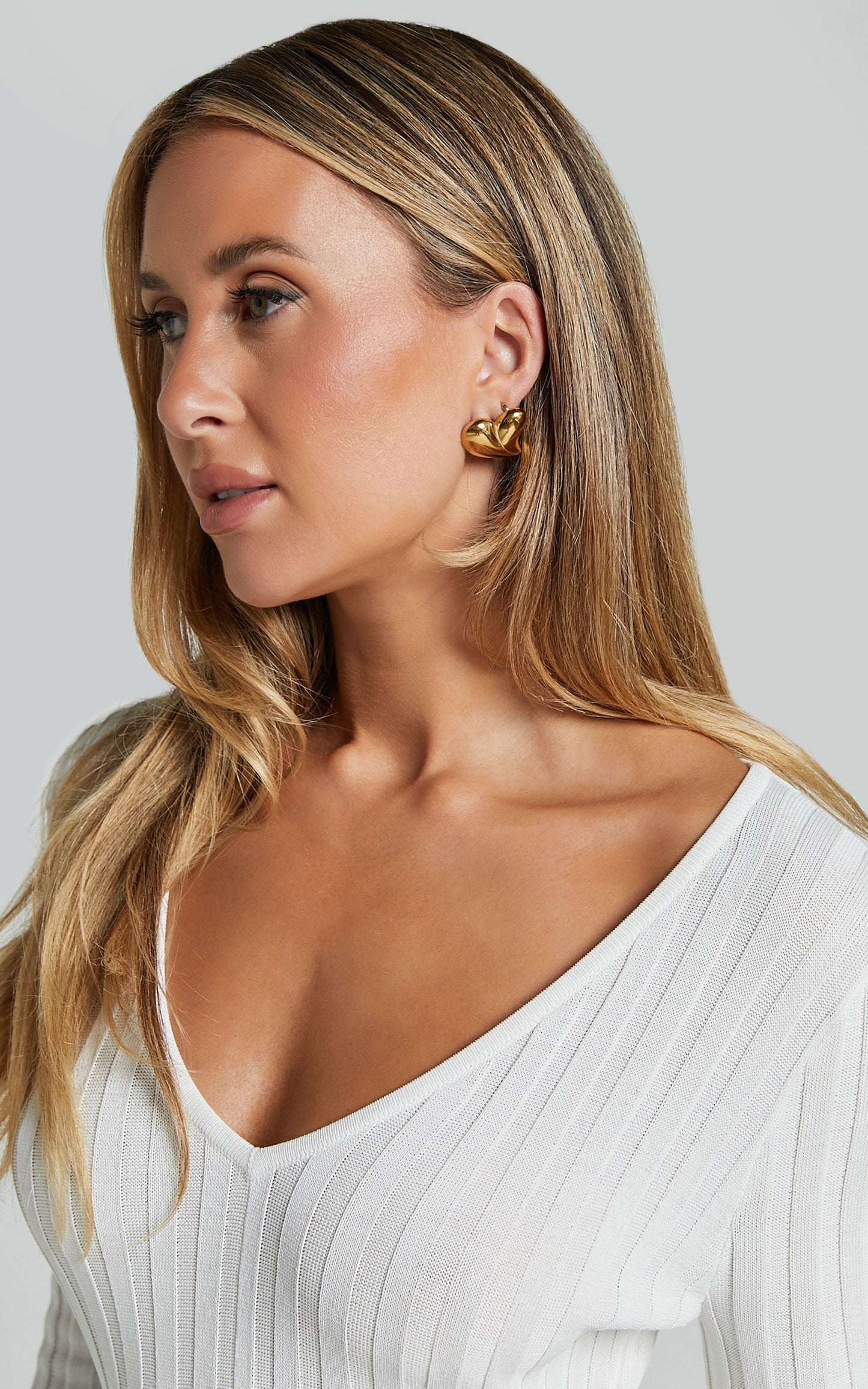 Athena Earrings - Raised Heart Shape Earrings in Gold