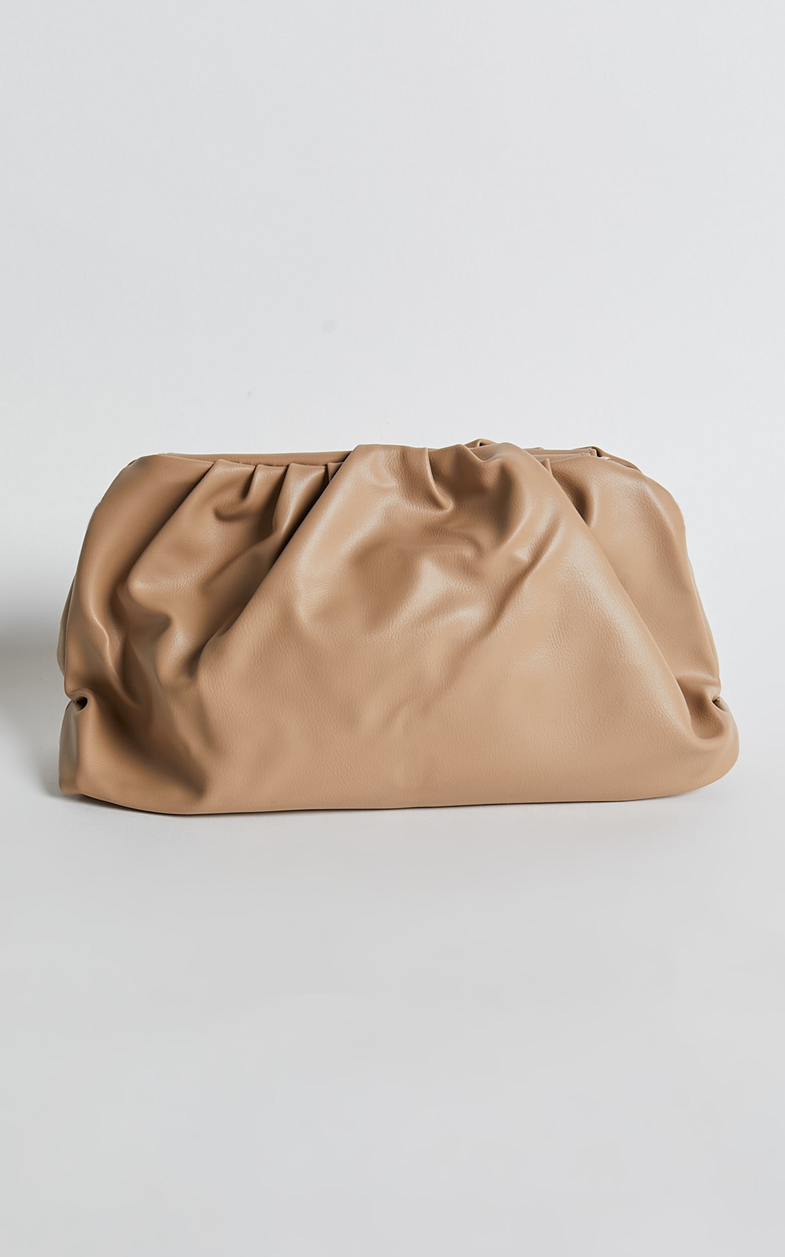 Milan Slouch Clutch With Strap in Beige