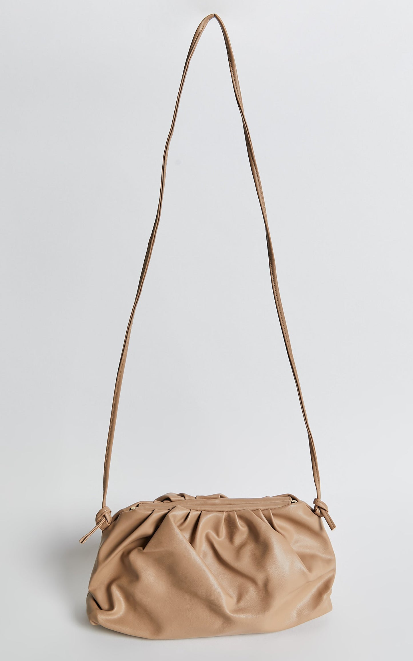 Milan Slouch Clutch With Strap in Beige