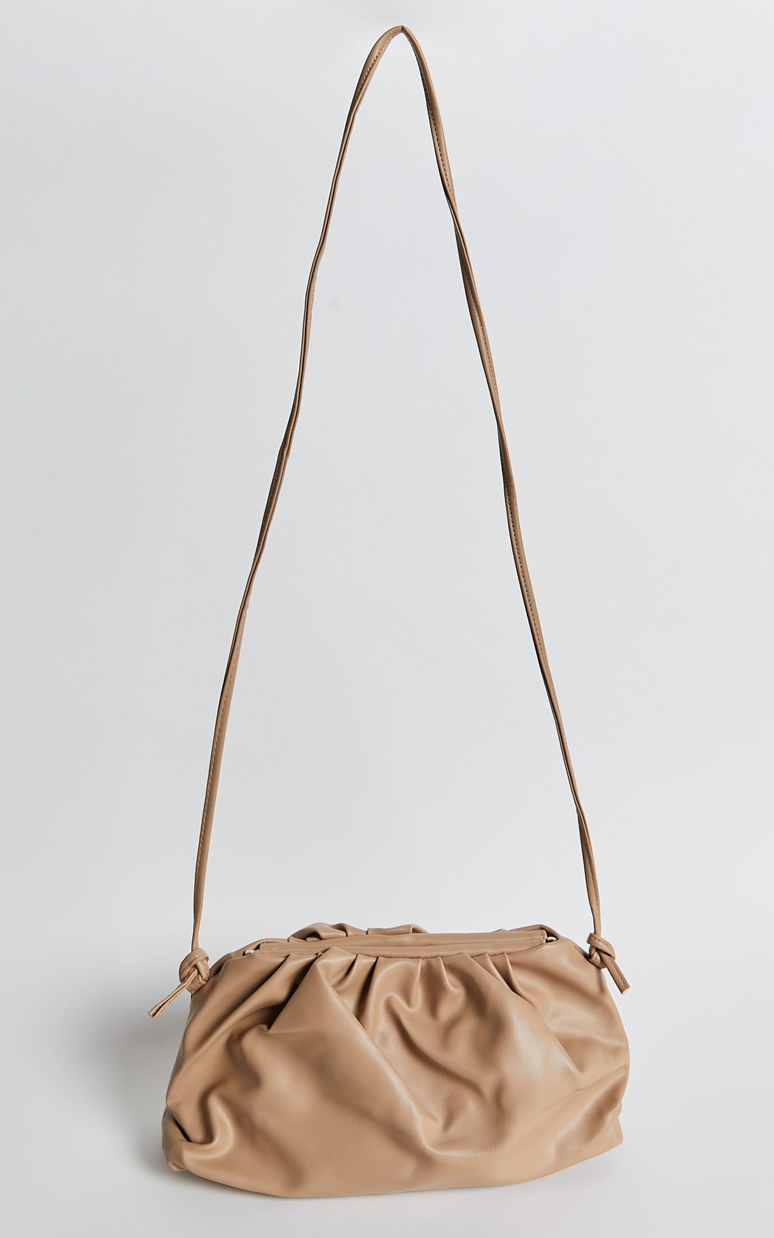 Milan Slouch Clutch With Strap in Beige