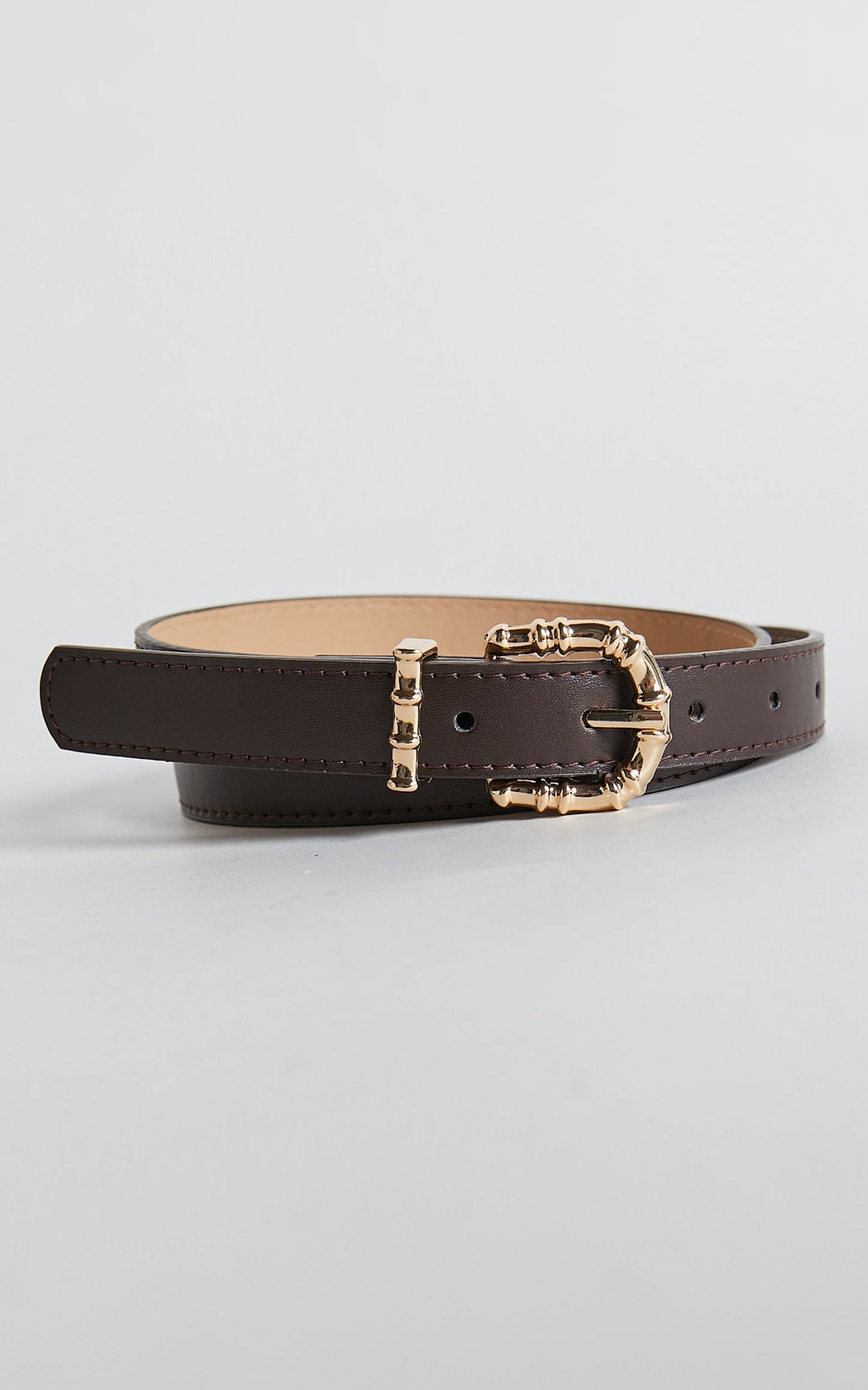 Mirra Belt in Chocolate & Gold