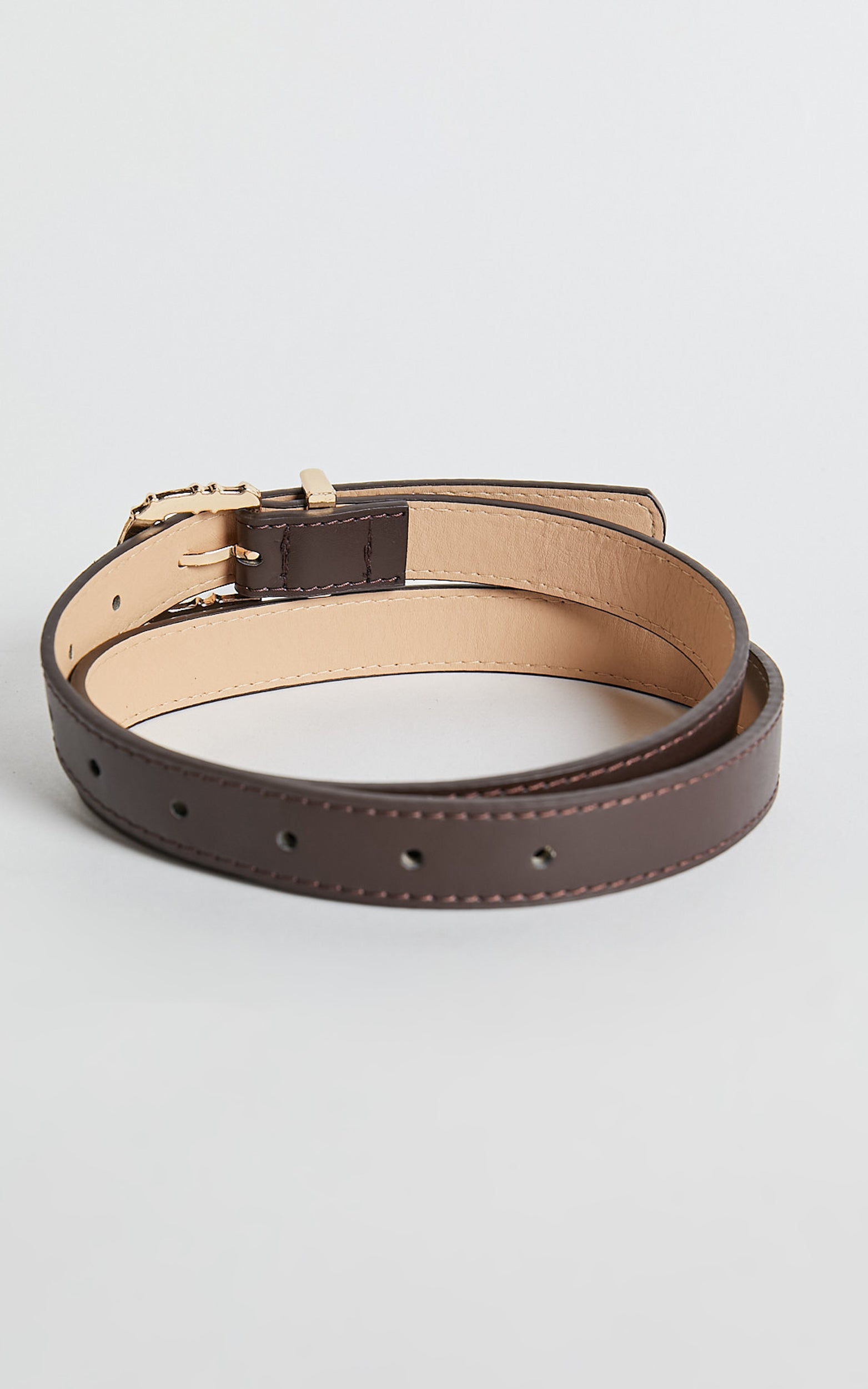 Mirra Belt in Chocolate & Gold