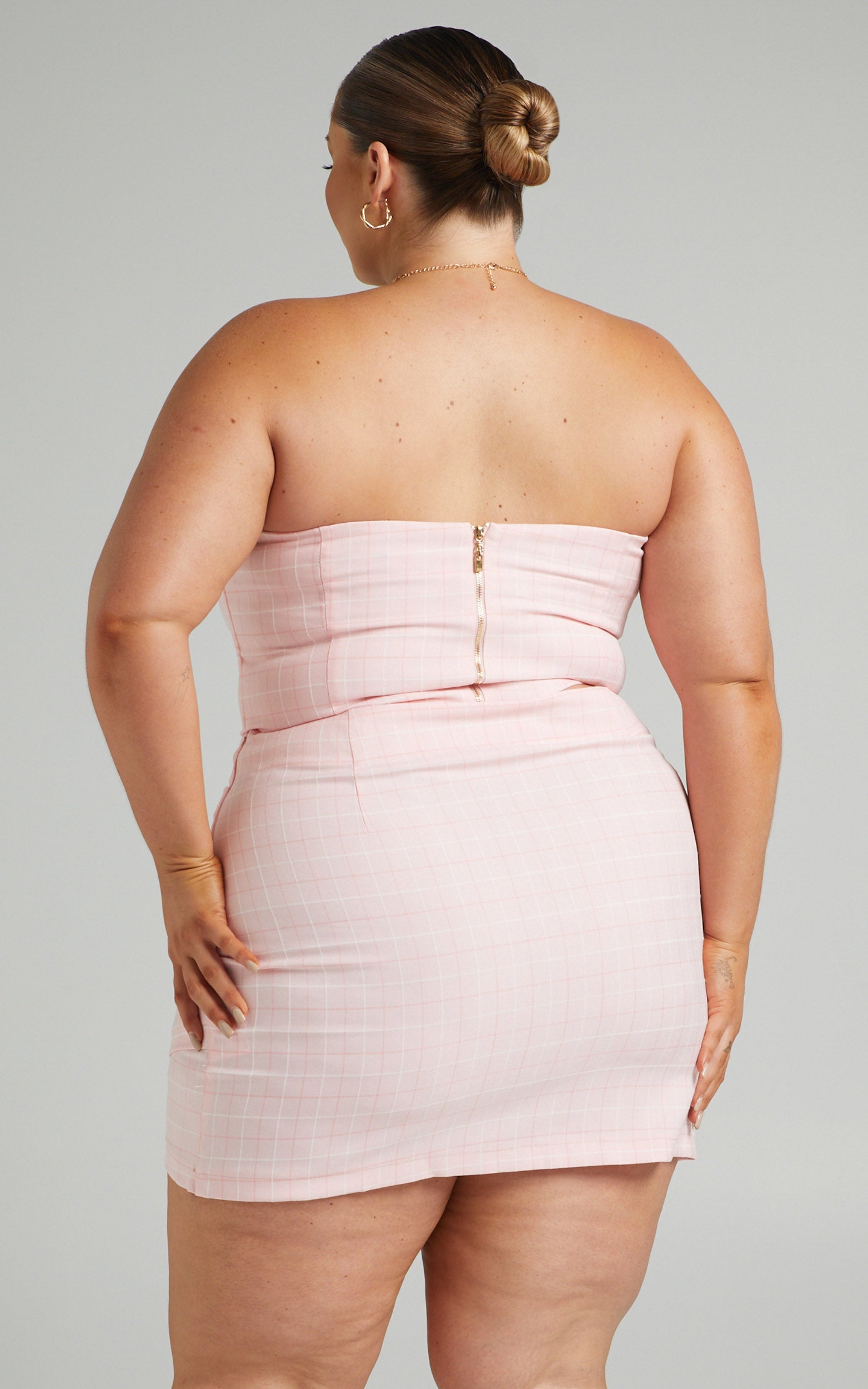 Maddiline Strapless Corset in Pink Check