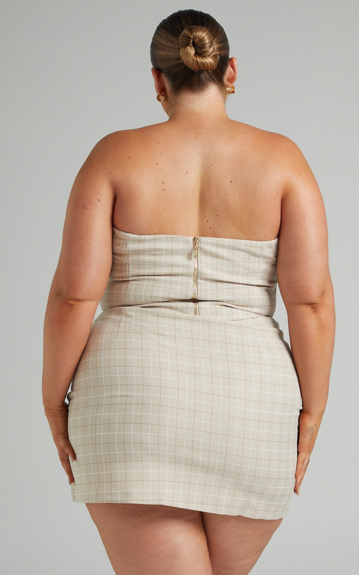 Maddiline Mini Skirt - Wrap Skirt in Sand Check