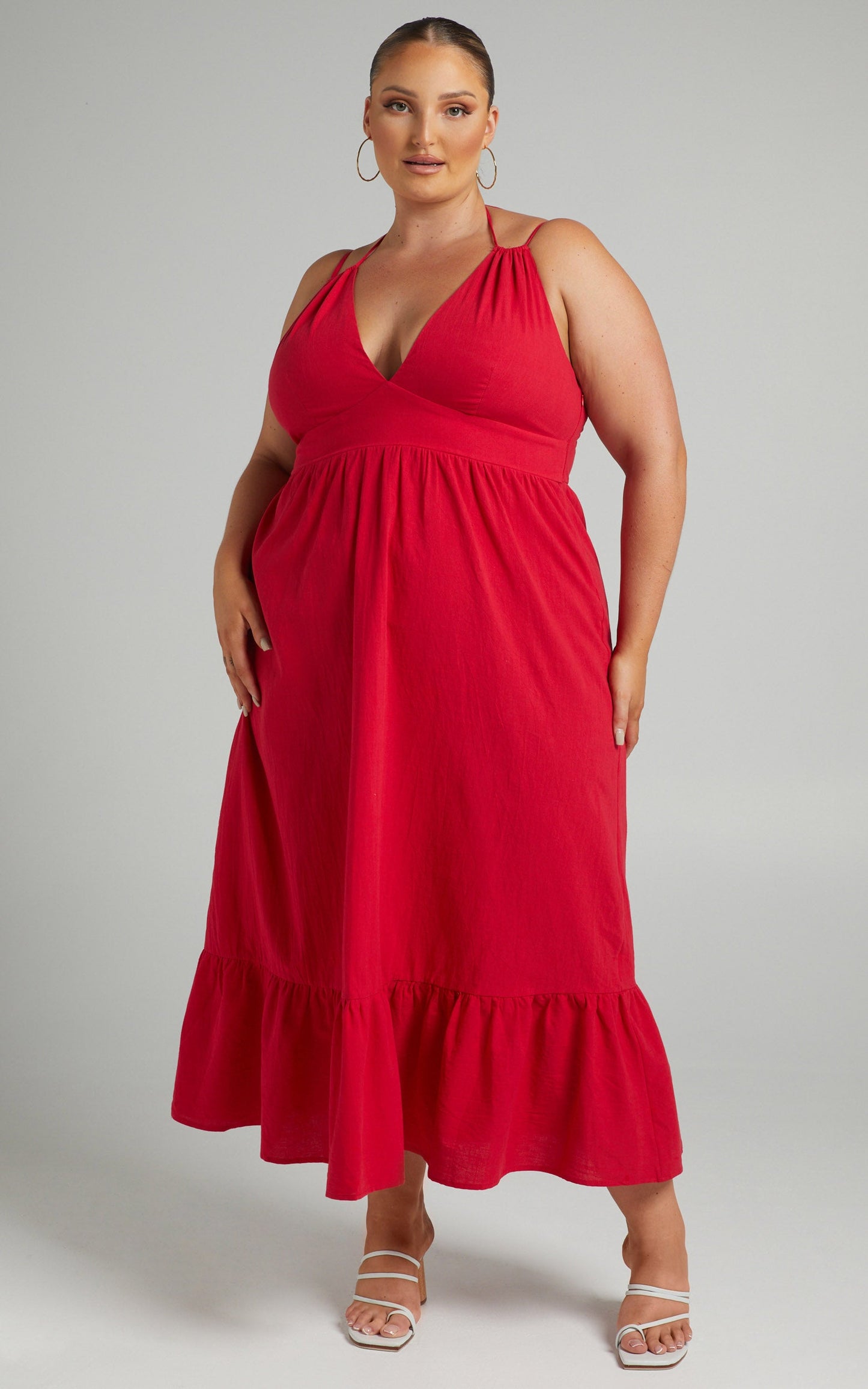 Zhan Double Strap Maxi Dress in Red