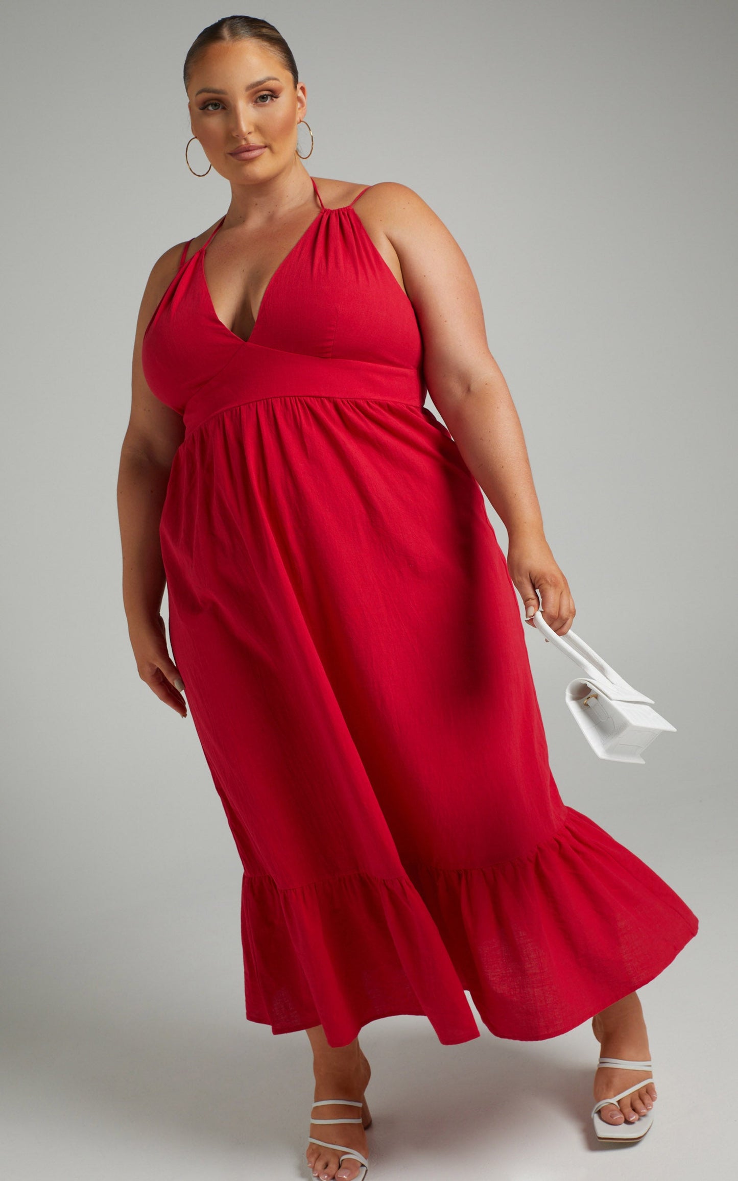 Zhan Double Strap Maxi Dress in Red