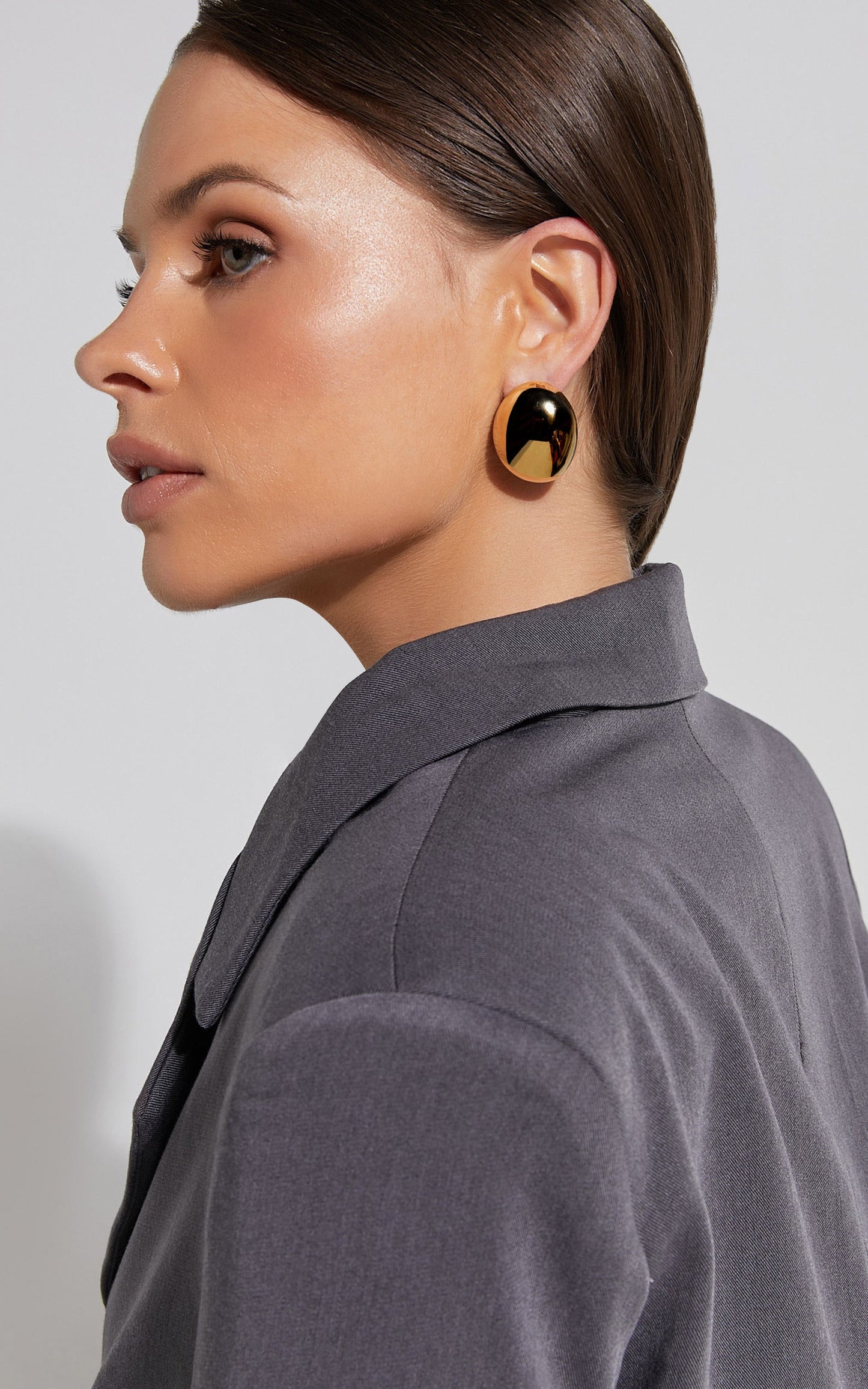 Gail Earrings - Raised Dome Shape Earrings in Gold