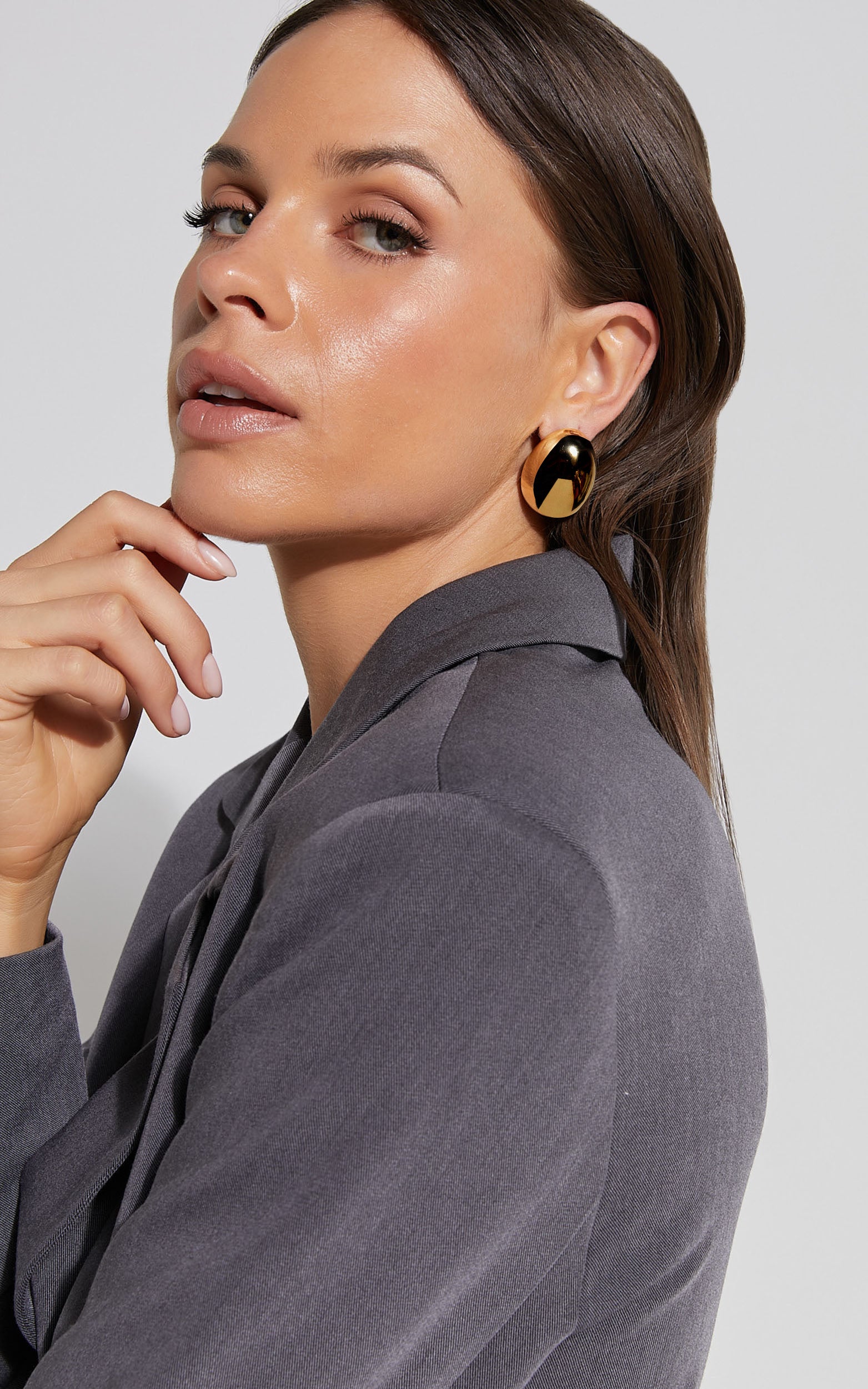 Gail Earrings - Raised Dome Shape Earrings in Gold