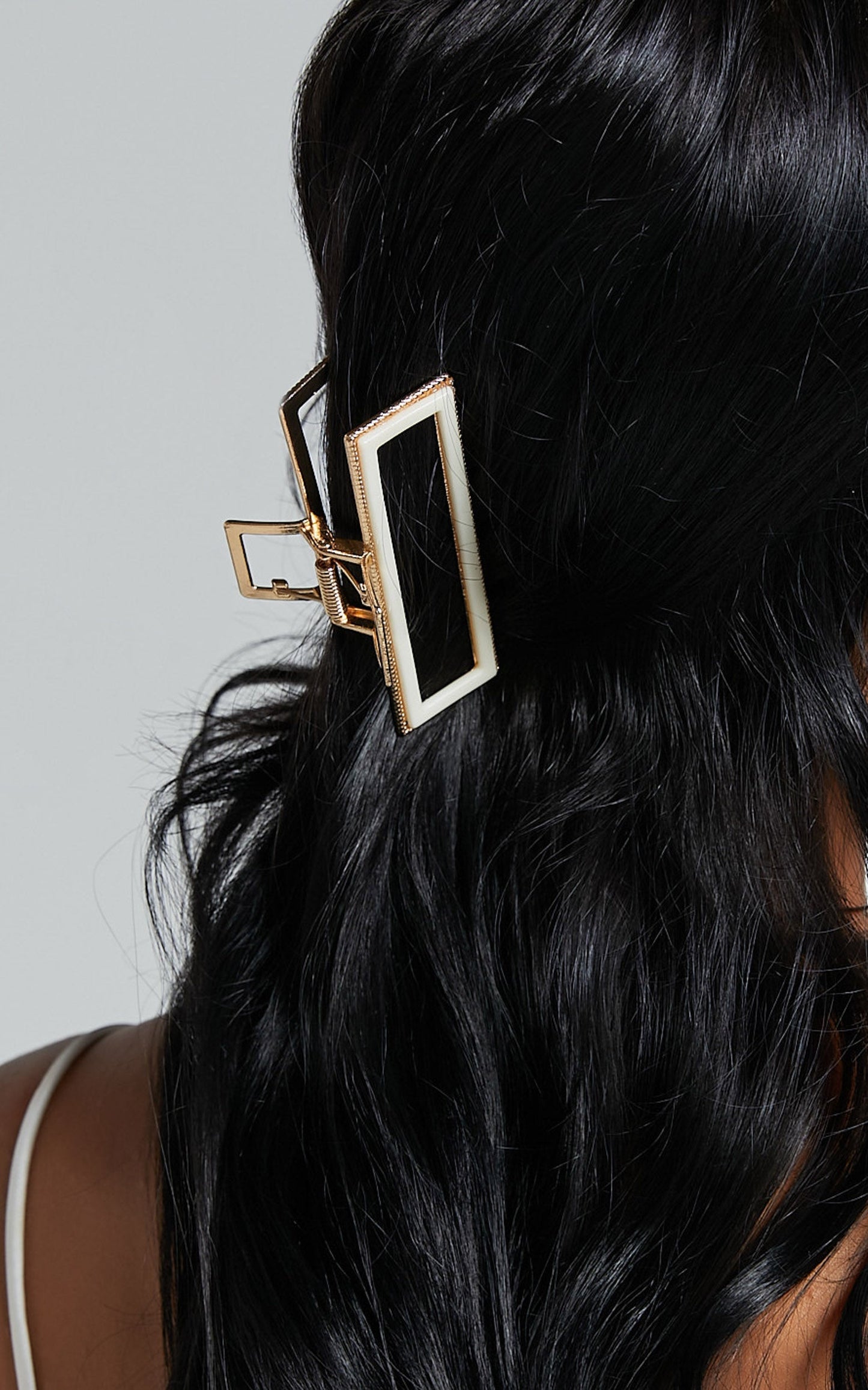 Mandy Hair Clip - Metal Plastic Clip in White & Gold