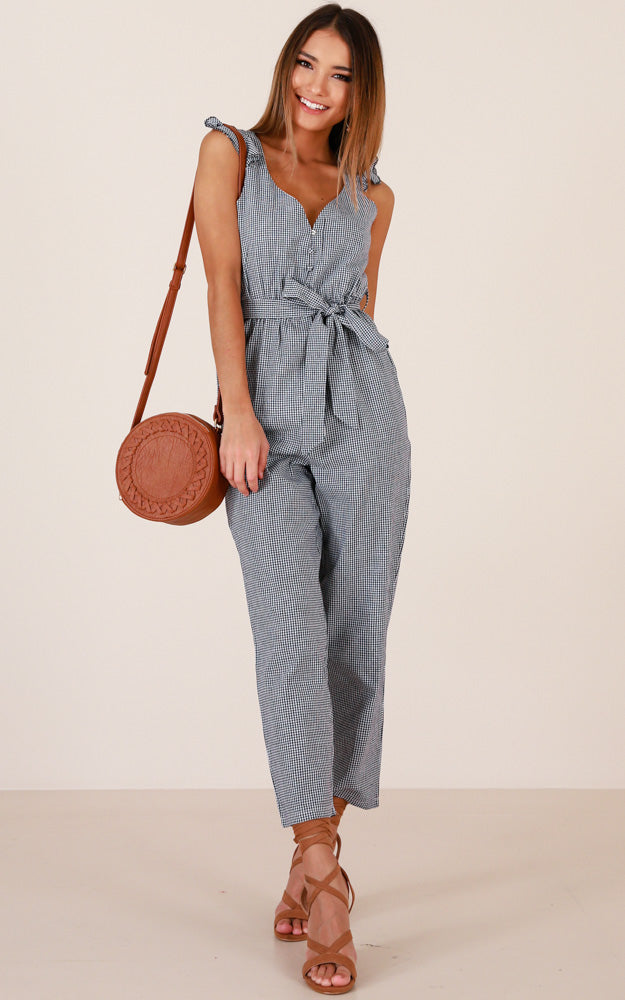 Palm Springs Jumpsuit In Black Gingham