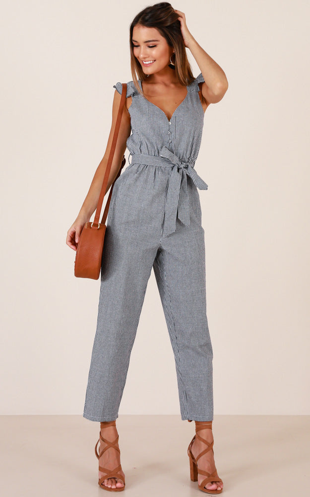 Palm Springs Jumpsuit In Black Gingham