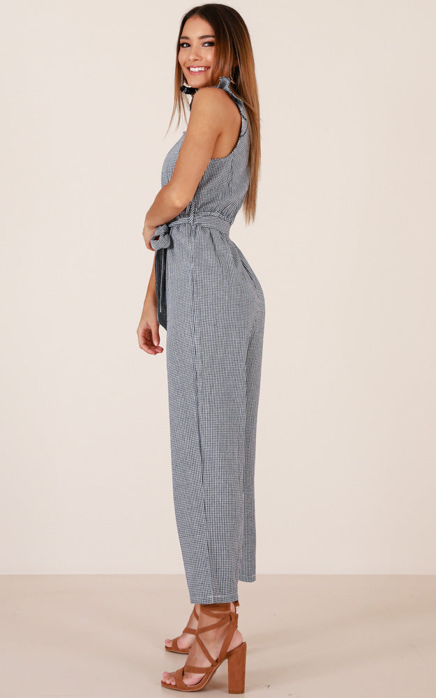 Palm Springs Jumpsuit In Black Gingham