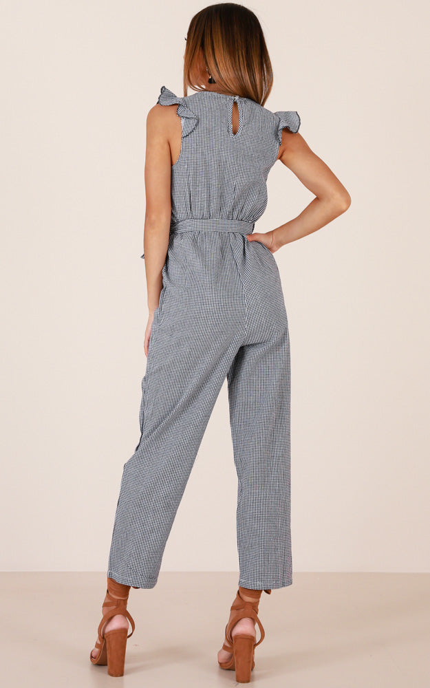 Palm Springs Jumpsuit In Black Gingham