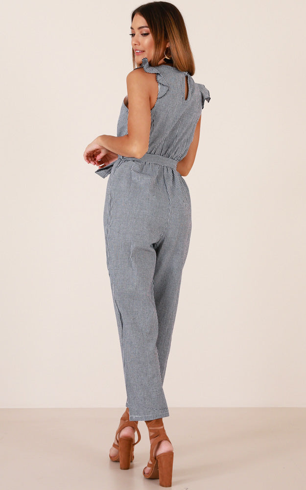 Palm Springs Jumpsuit In Black Gingham