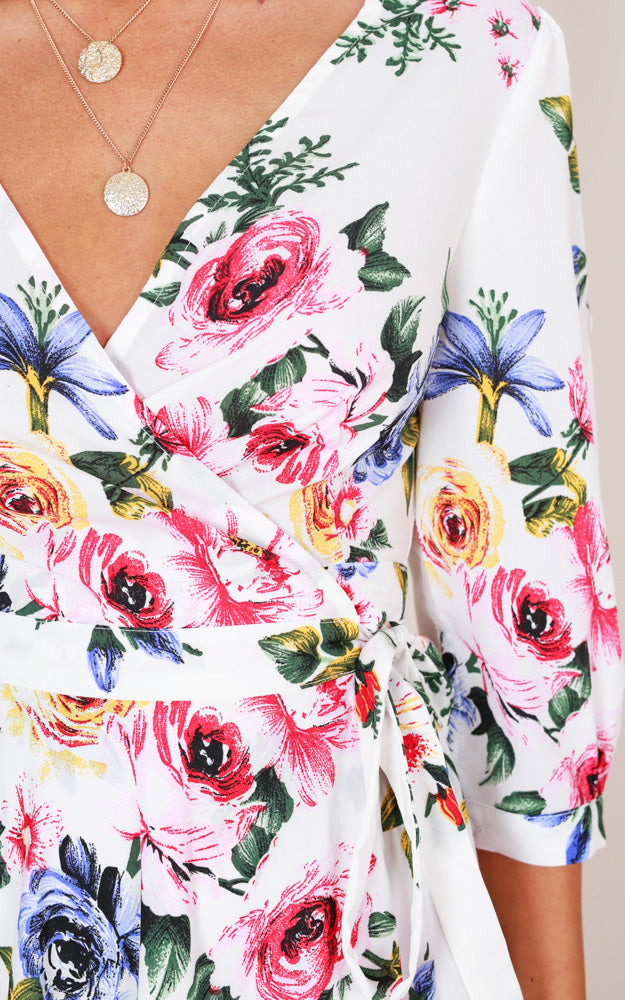 Retro Romance Maxi Dress In White Floral
