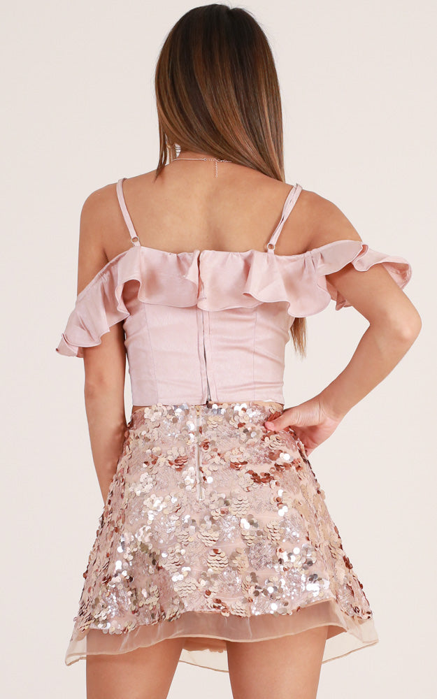 Golden Rush Skirt In Gold Sequin