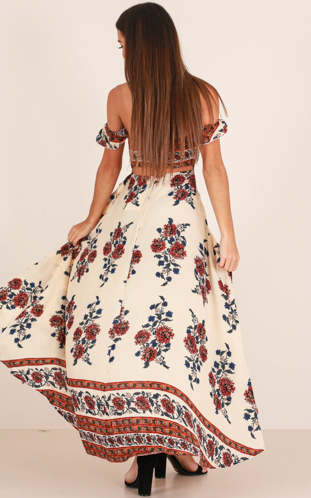 Always You Maxi Dress In Beige Floral