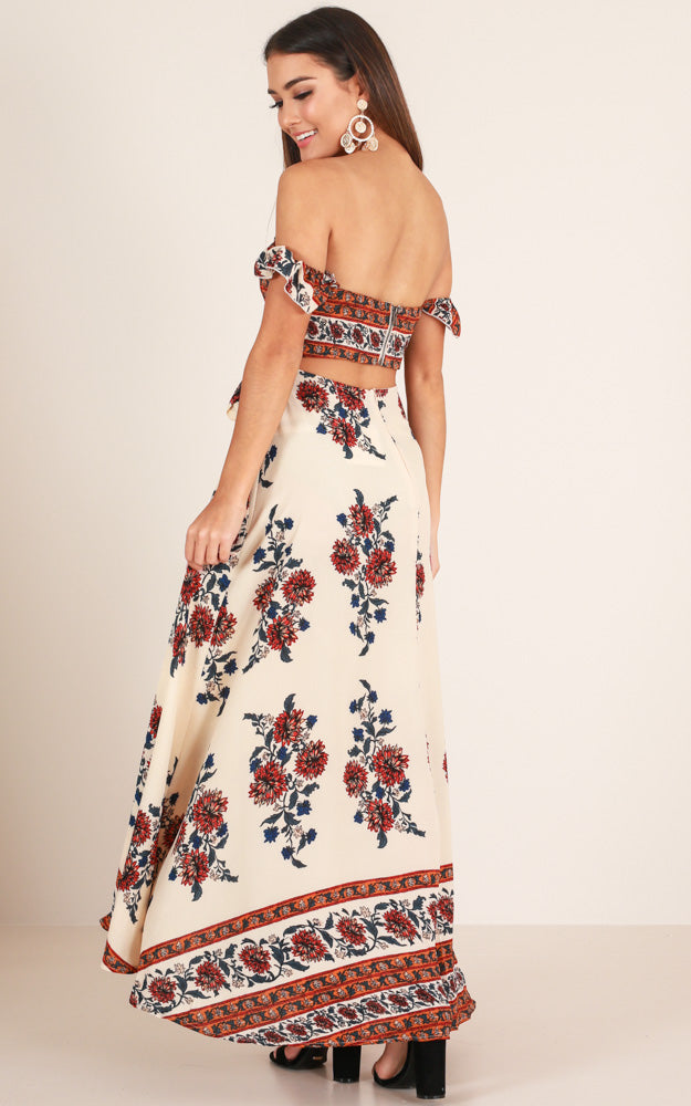 Always You Maxi Dress In Beige Floral