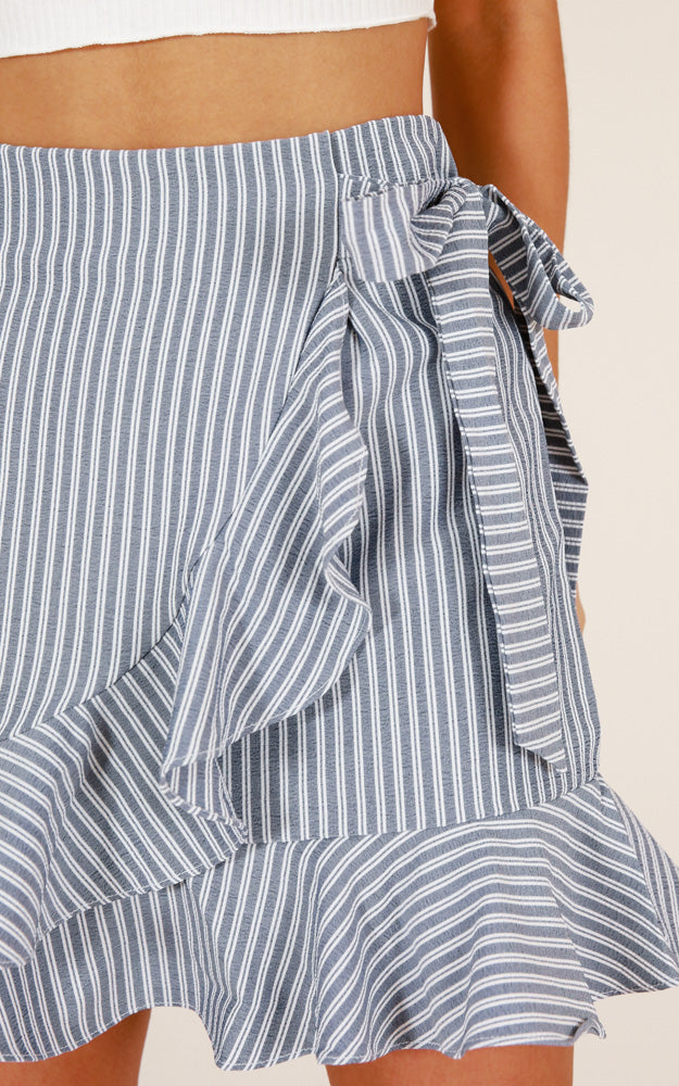 Come Closer Skirt In Grey Stripe