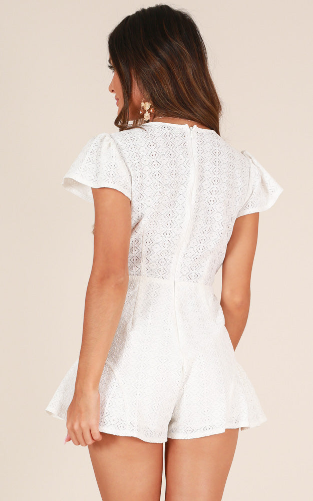 Dream Babe Playsuit In White Lace