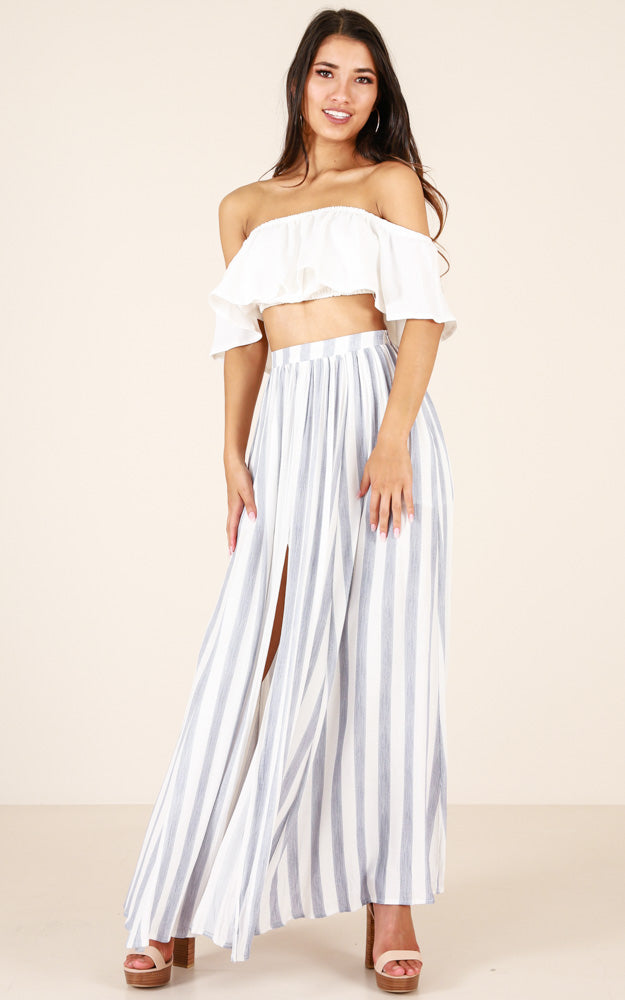 Innocent Eyes Skirt In Blue Stripe