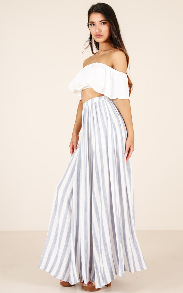 Innocent Eyes Skirt In Blue Stripe
