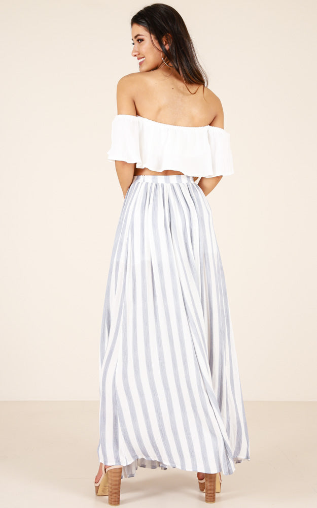 Innocent Eyes Skirt In Blue Stripe