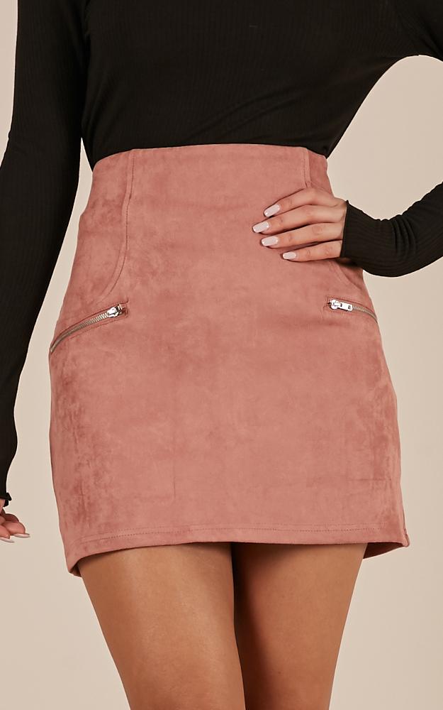 Way Ahead Skirt In Blush Suedette