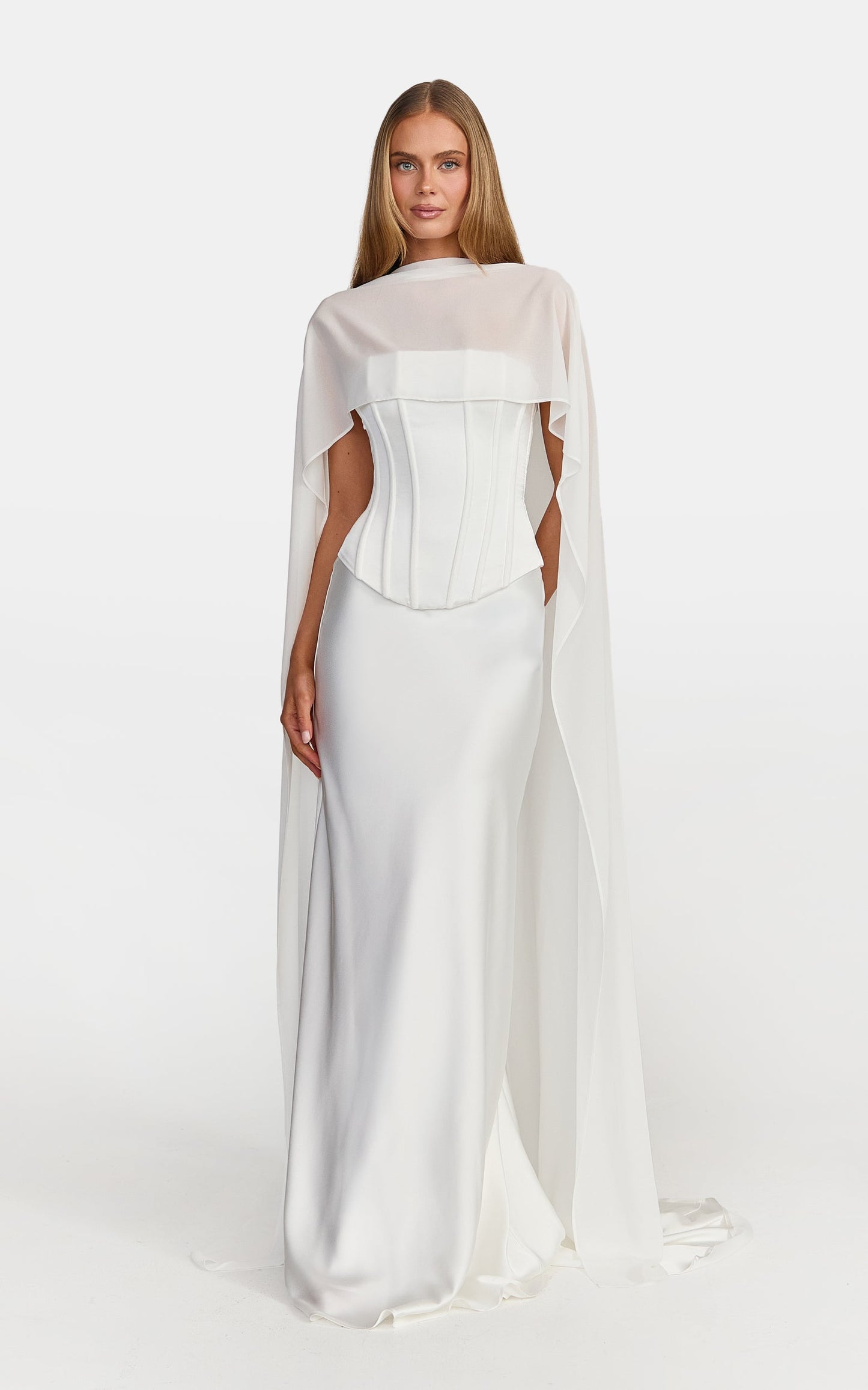 Carrie Maxi Skirt - Bias Cut Skirt With Train in White
