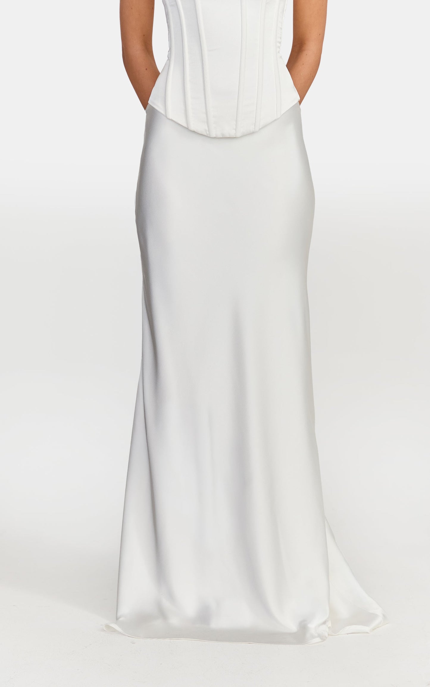 Carrie Maxi Skirt - Bias Cut Skirt With Train in White
