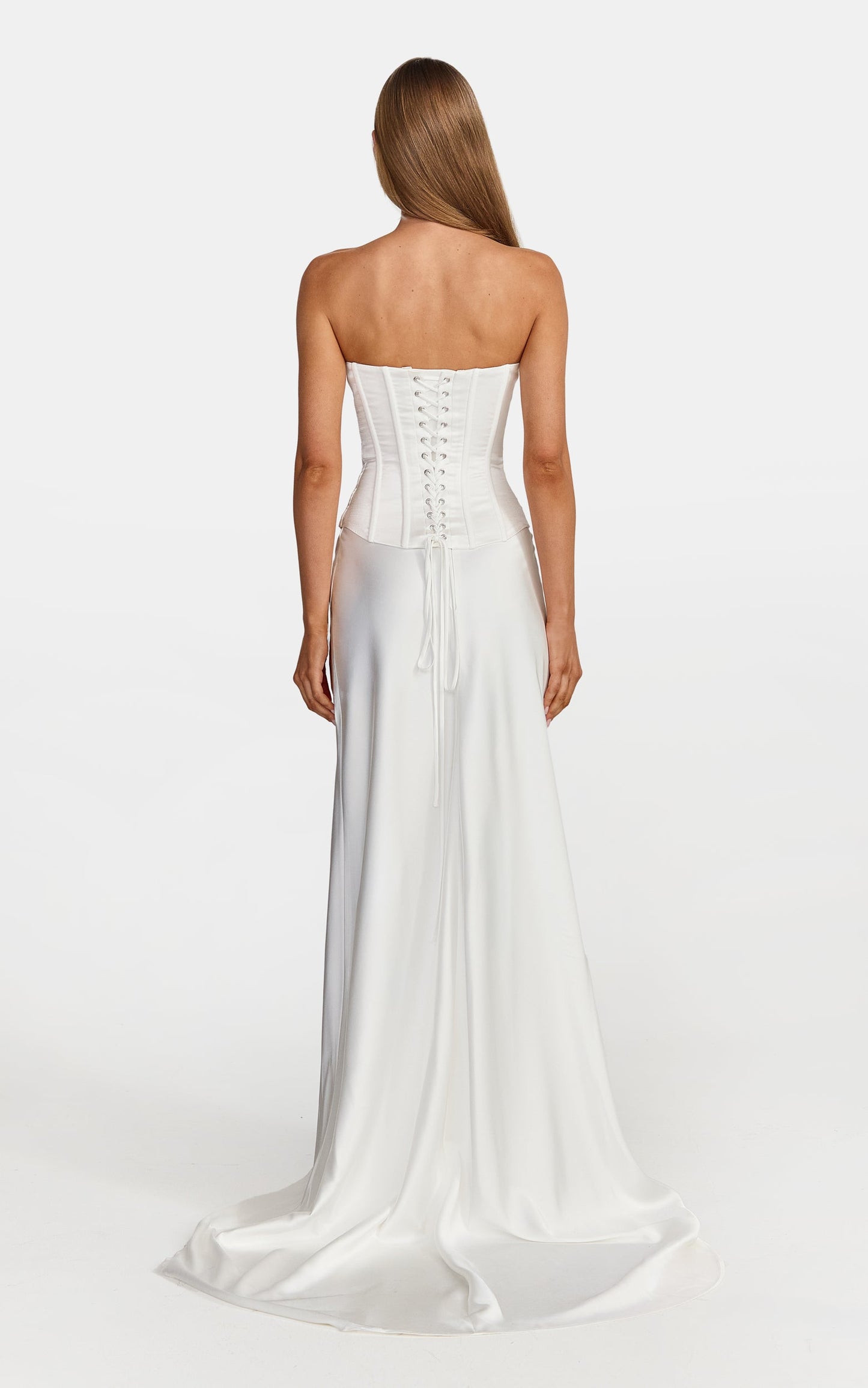 Carrie Top - Strapless Lace Up Corset Top in White