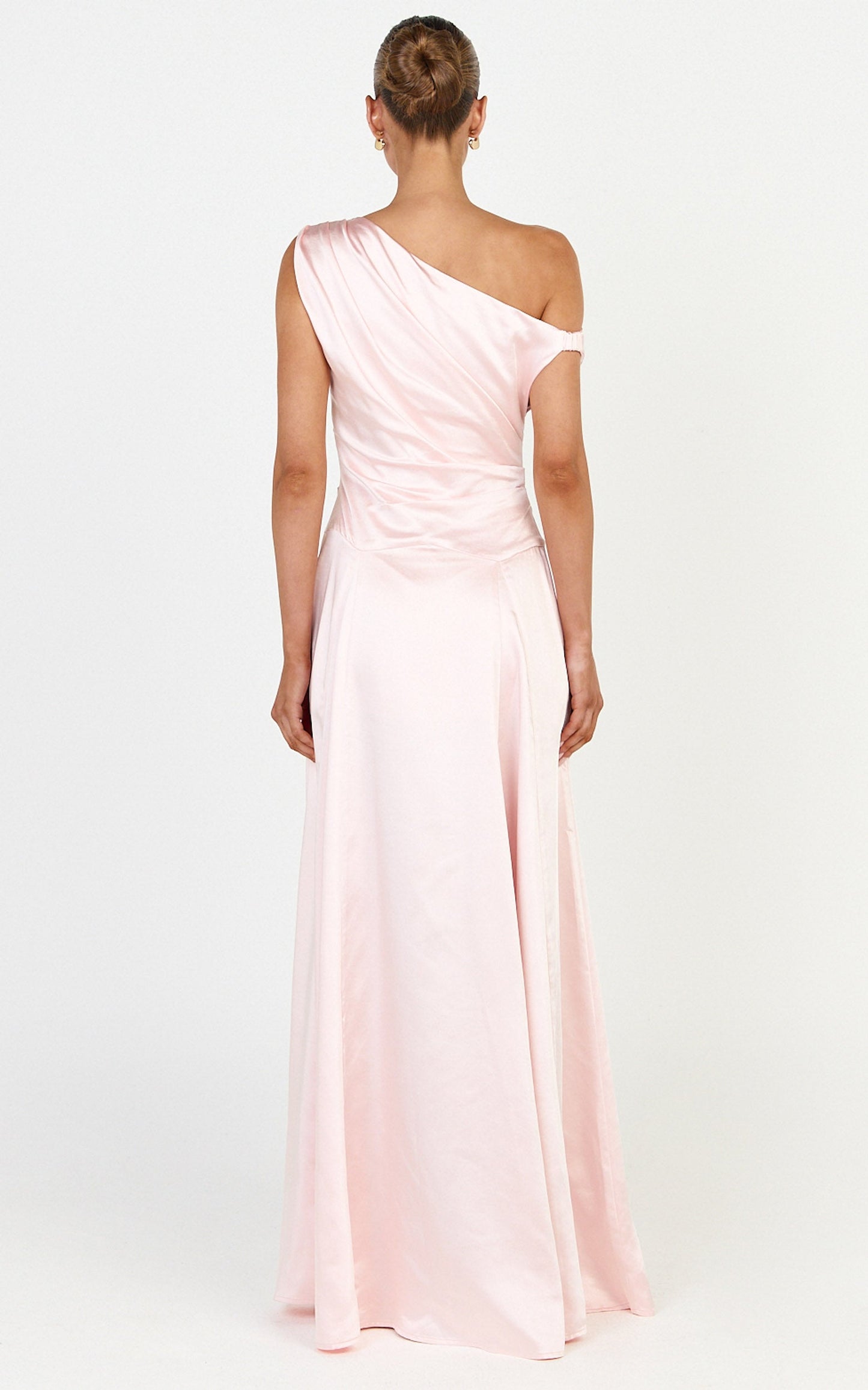 Helena Maxi Dress - Off Shoulder Godet Dress in Light Pink