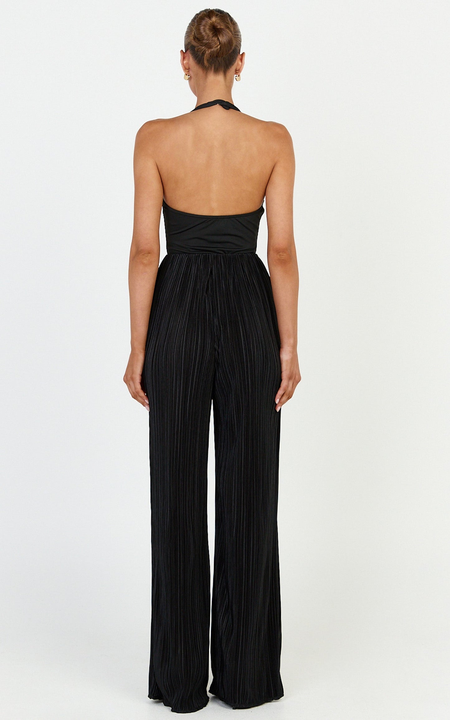 Tessie Pants - High Waist Plisse Relaxed Pants in Black