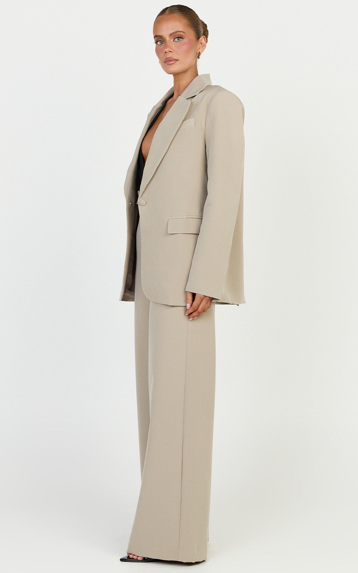 Selena Blazer - Oversized Einreihiger Blazer in Neutral