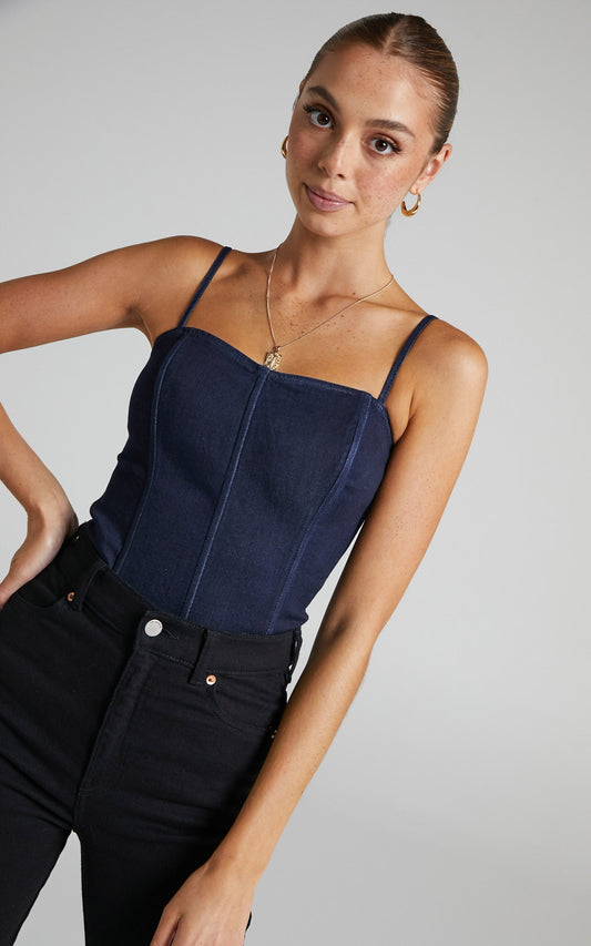 Danielle Bernstein - Denim Corset in Rinse