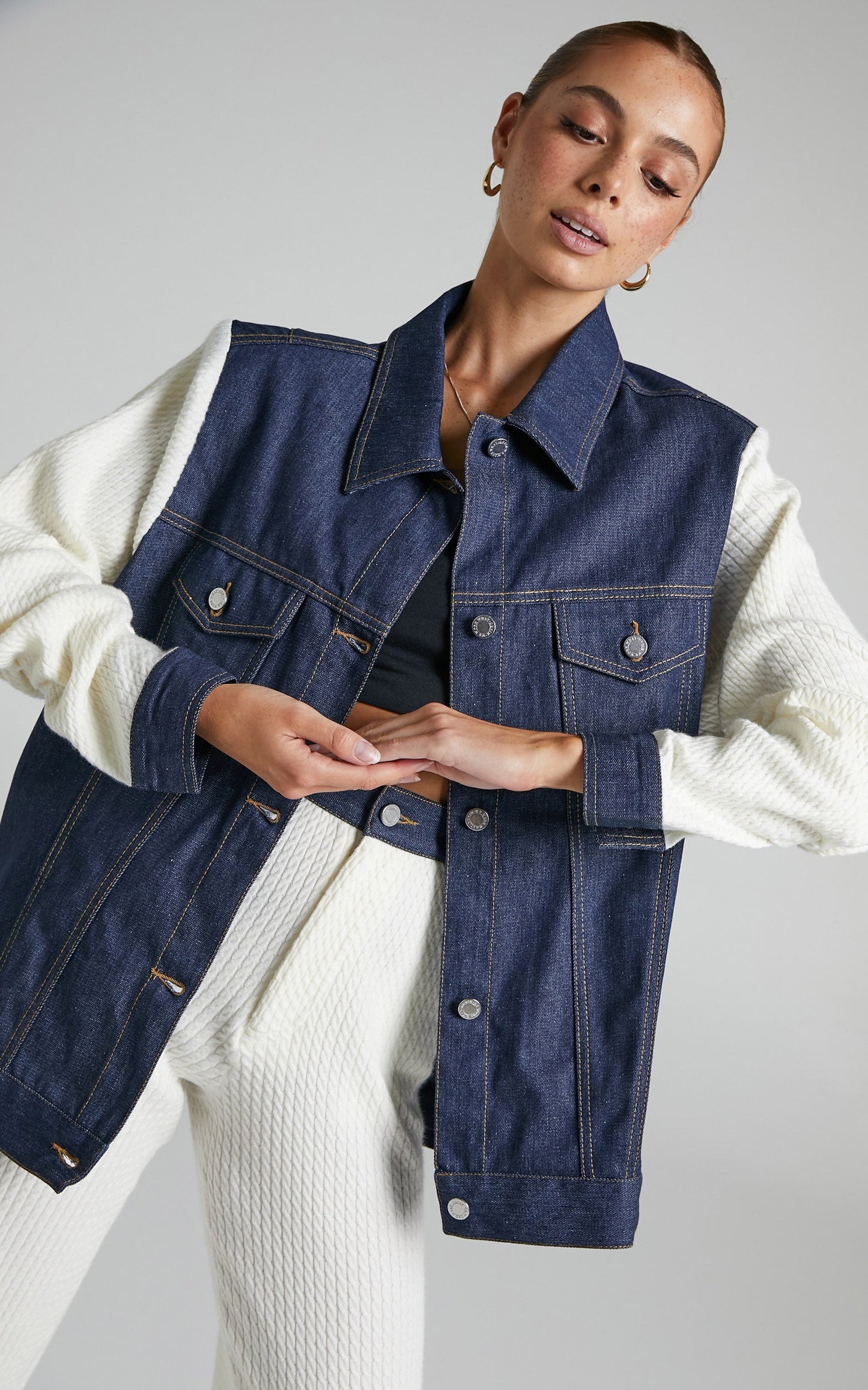 Danielle Bernstein - Oversized Cable Jacket in Rinse/Cream