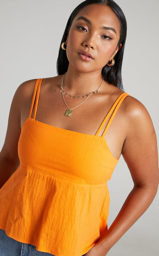 Gabrieli Tie Back Tiered Cami in Orange