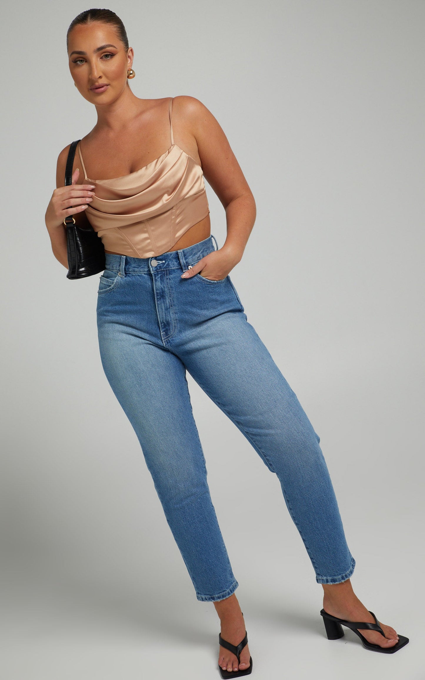 Dr Denim - Nora Jean in Mid Stone Stretch